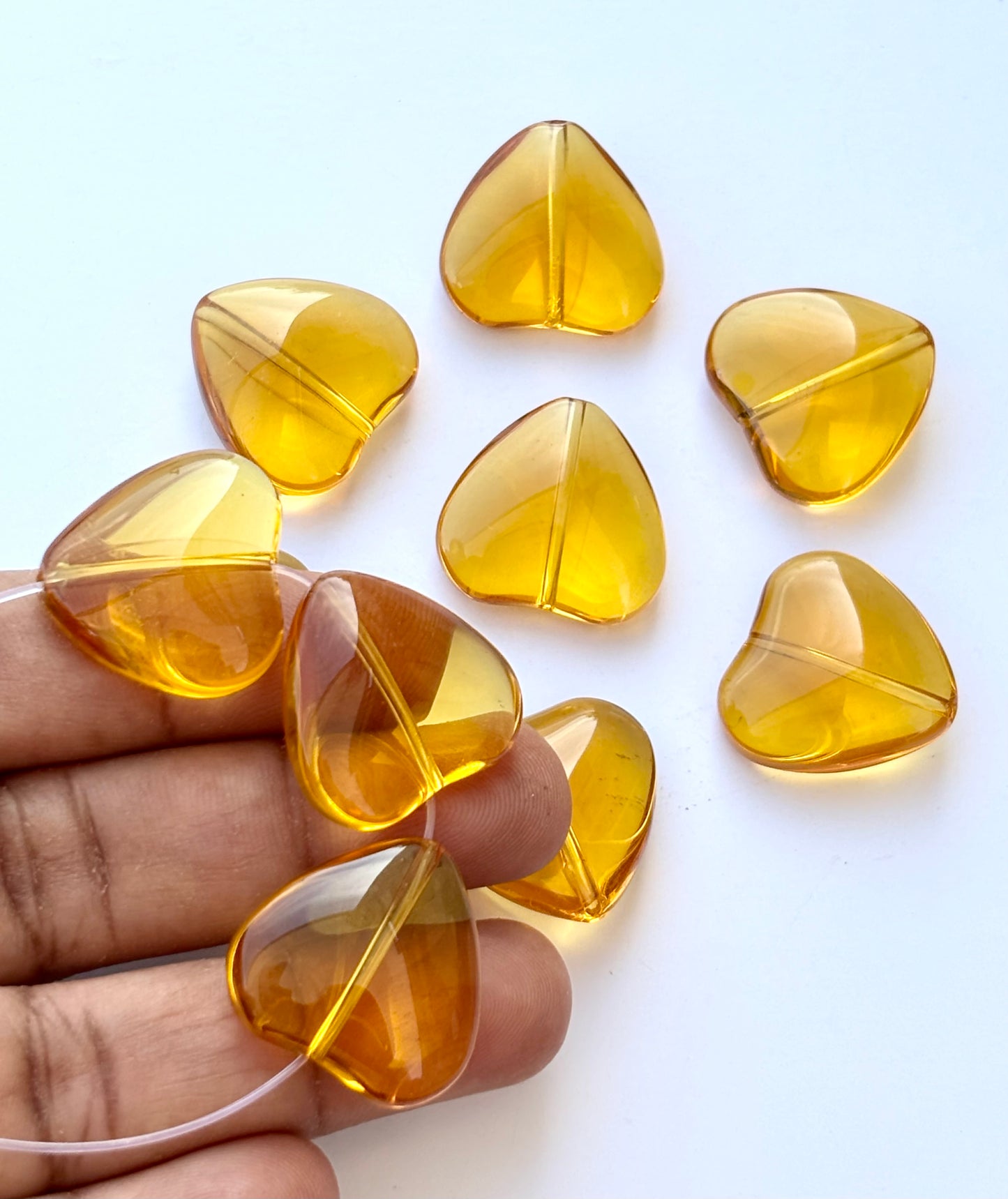 Amber Tone Brown Glass Heart Beads for Jewelry Making