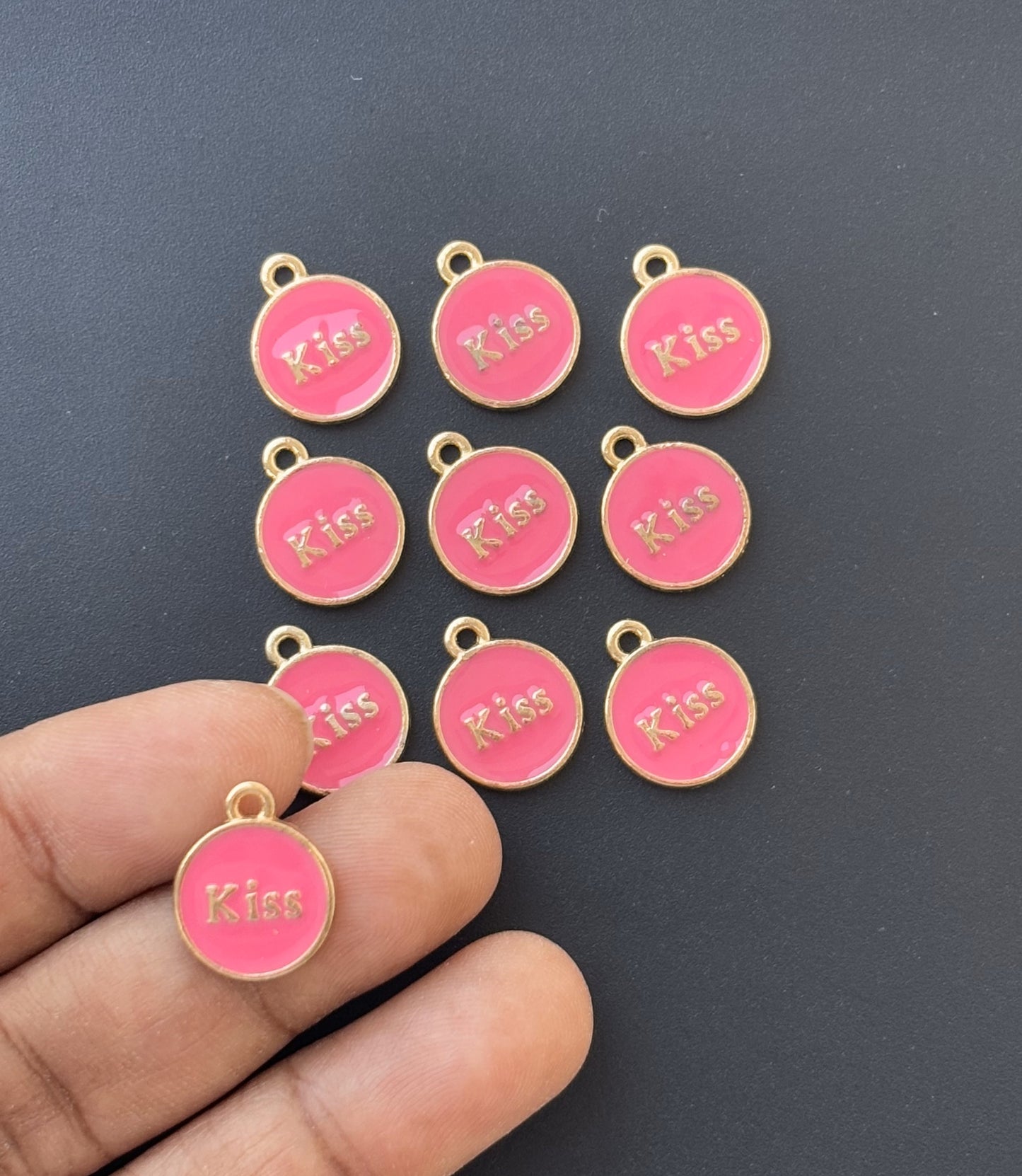 Four Pieces Enamelled Charms - Rose Kiss Charms