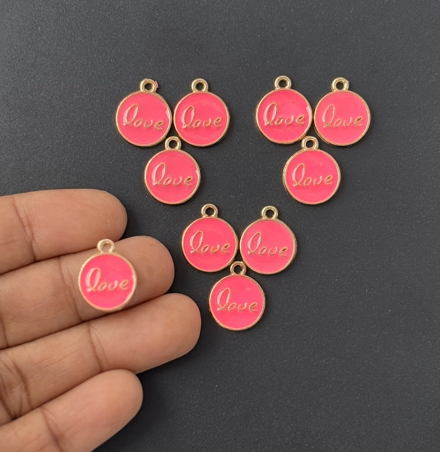 Four Pieces Enamelled Charms - Rose Love Charms