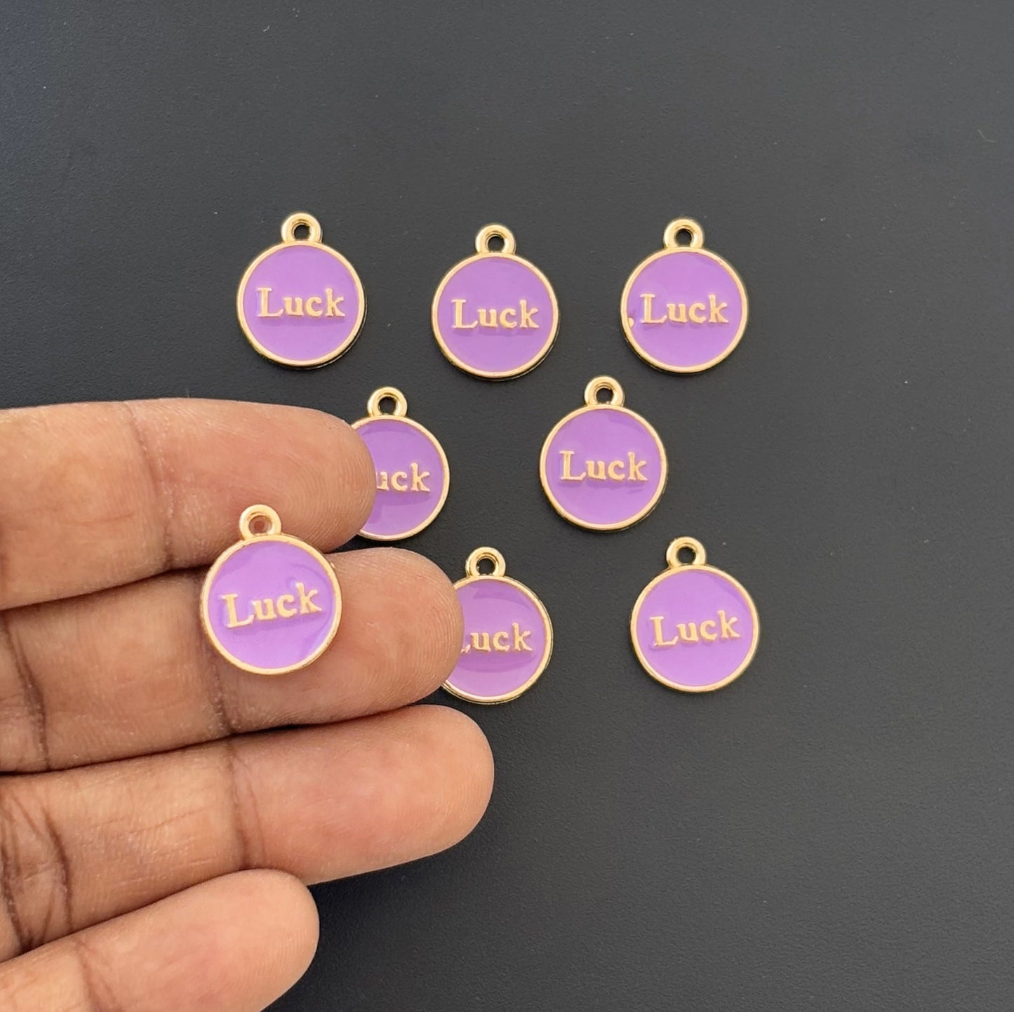 Four Pieces Enamelled Charms - Lavendar Luck Charms