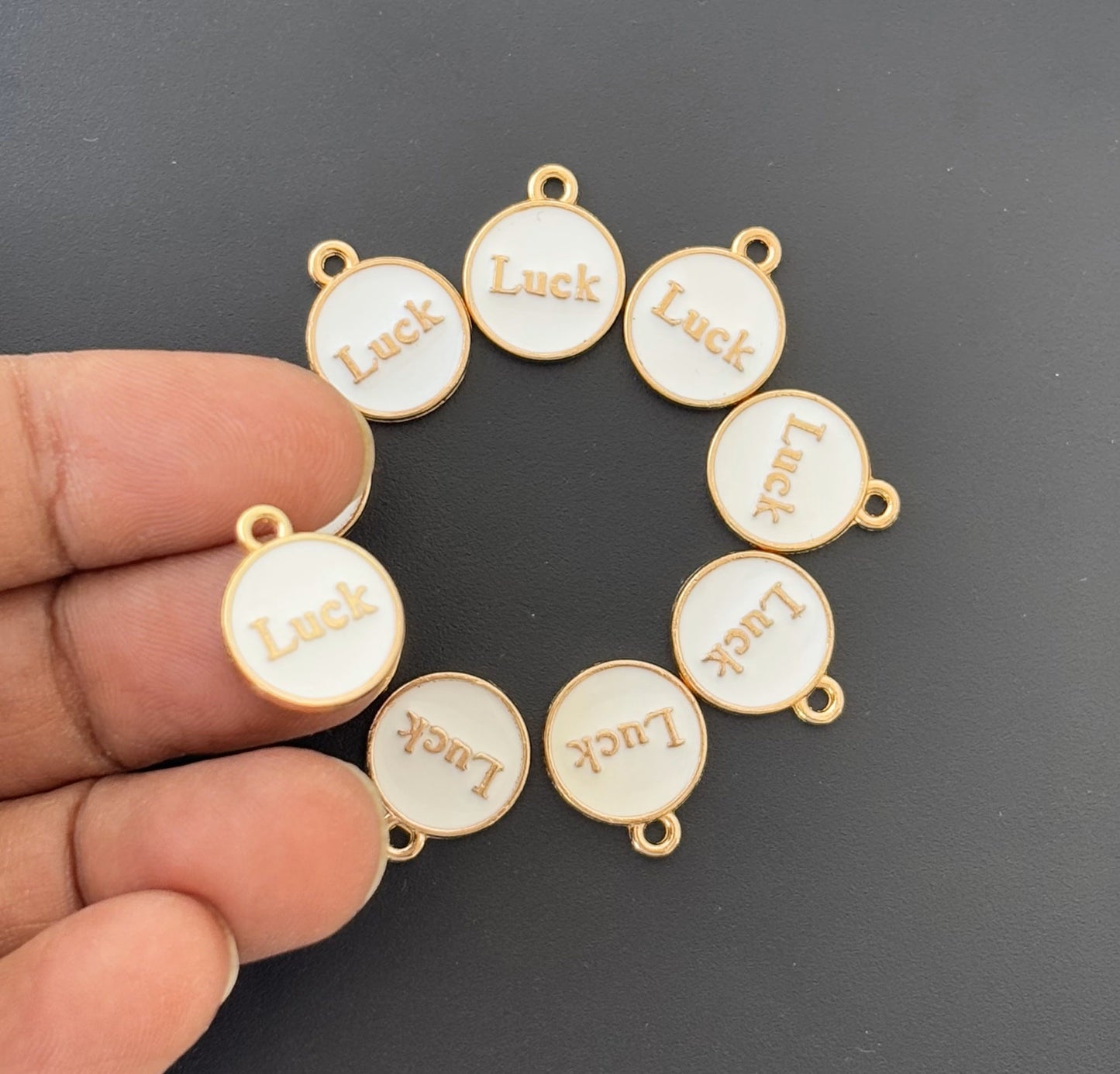 Four Pieces Enamelled Charms - White Luck Charms