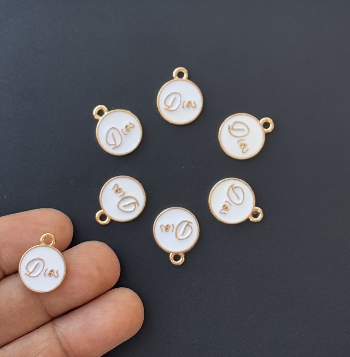 Four Pieces Enamelled Charms - White Dior-Inspired Charms