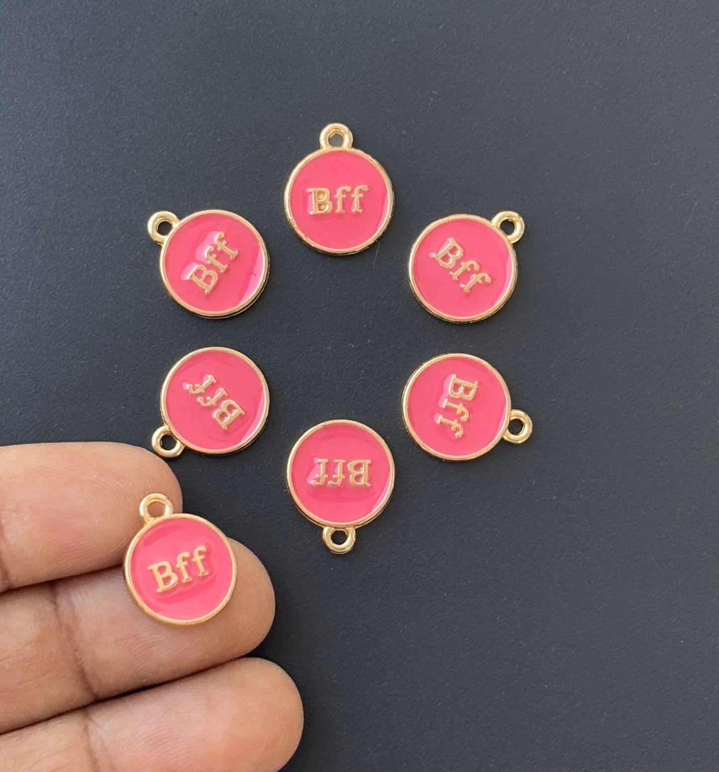 Four Pieces Enamelled Charms - Rose BFF Best Friend Forever Charms