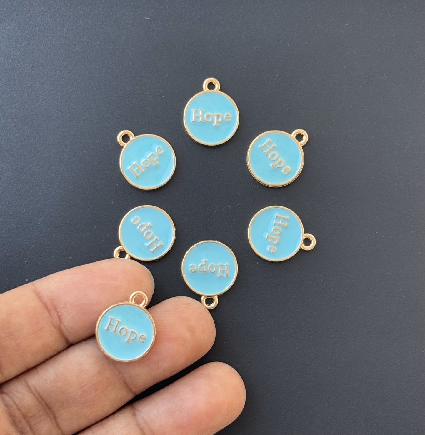 Four Pieces Enamelled Charms - Sky Blue Hope Charms