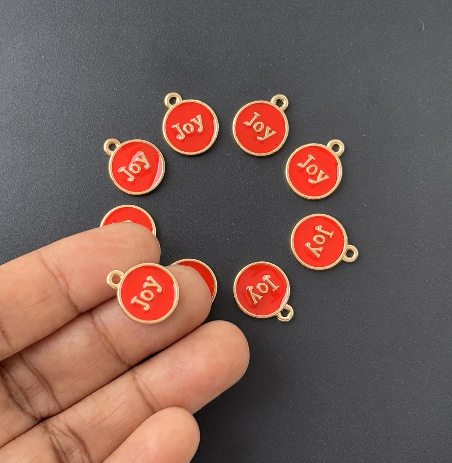 Four Pieces Enamelled Charms - Red Joy Charms