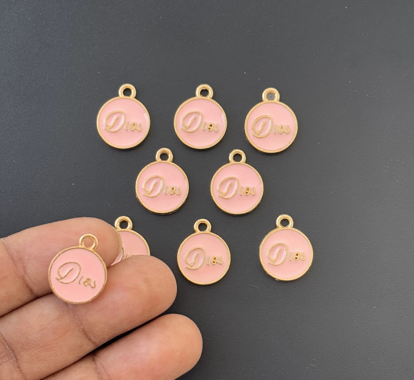 Four Pieces Enamelled Charms - Pink Dior-Inspired Charms