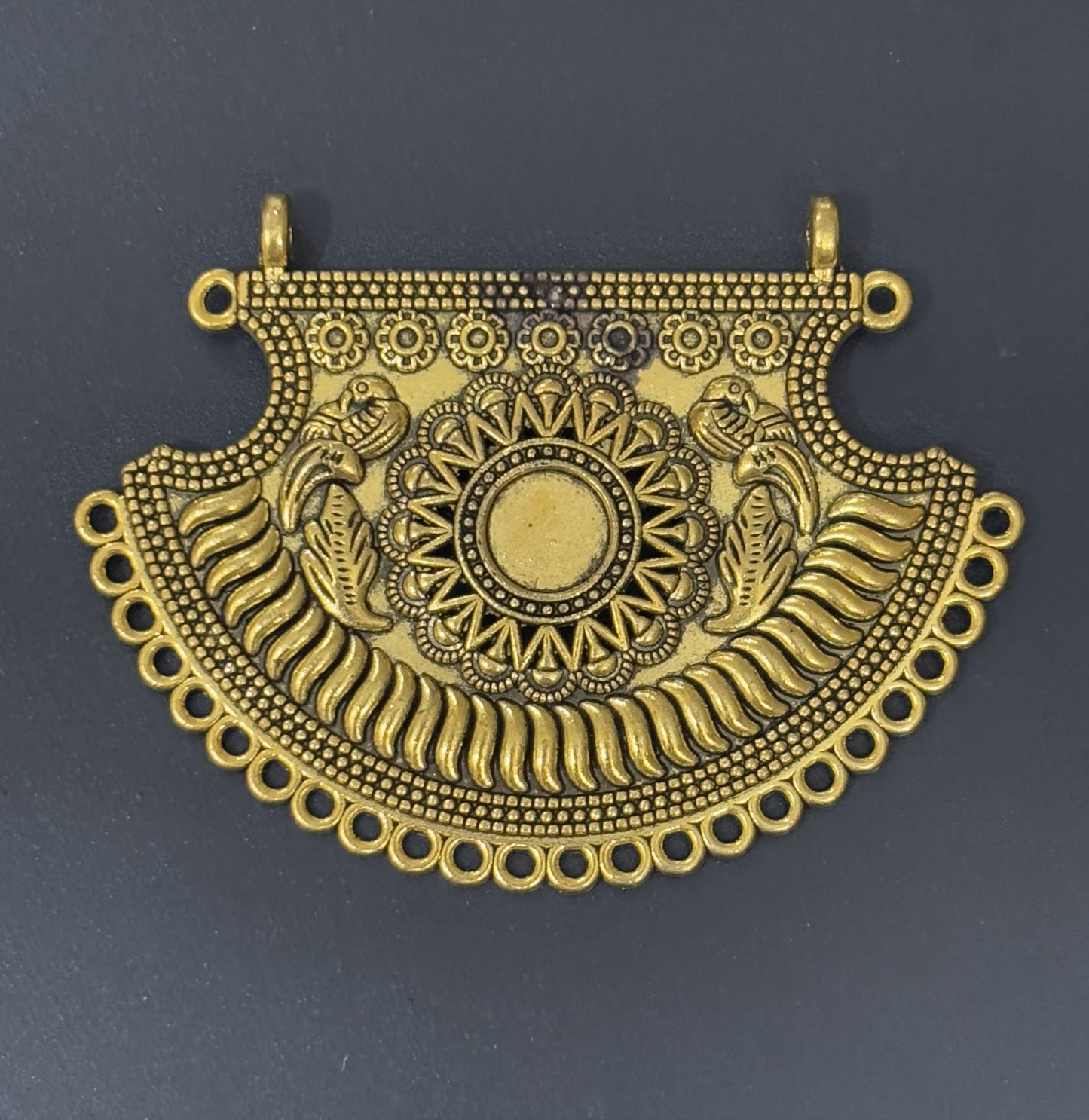 Sale - Half-Moon Floral Parrot Pendant