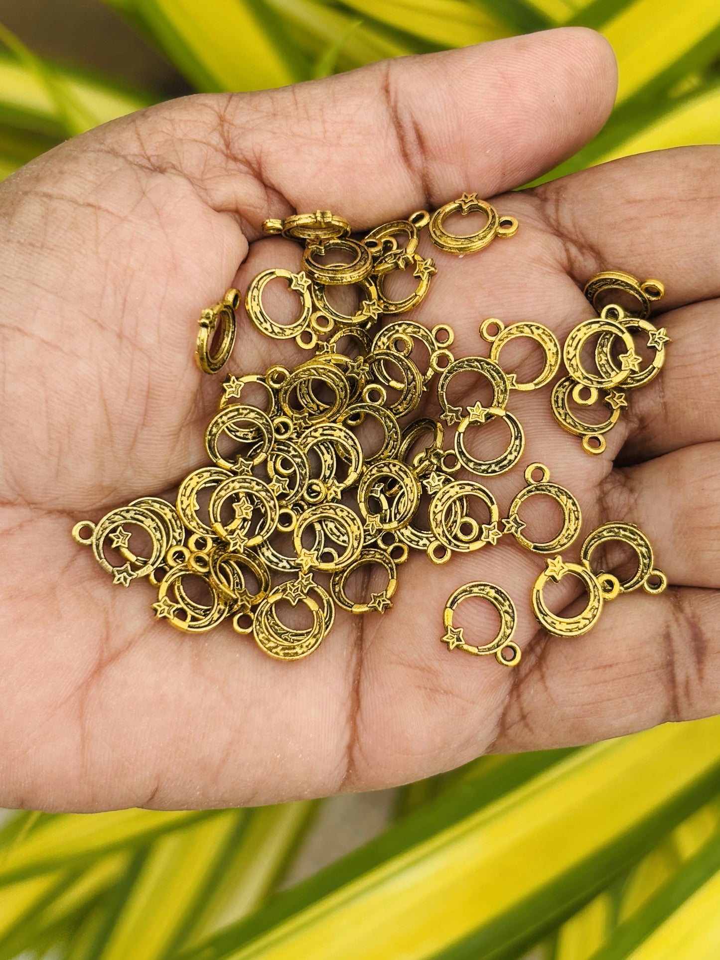 Gold Crescent Moon and Star Charms