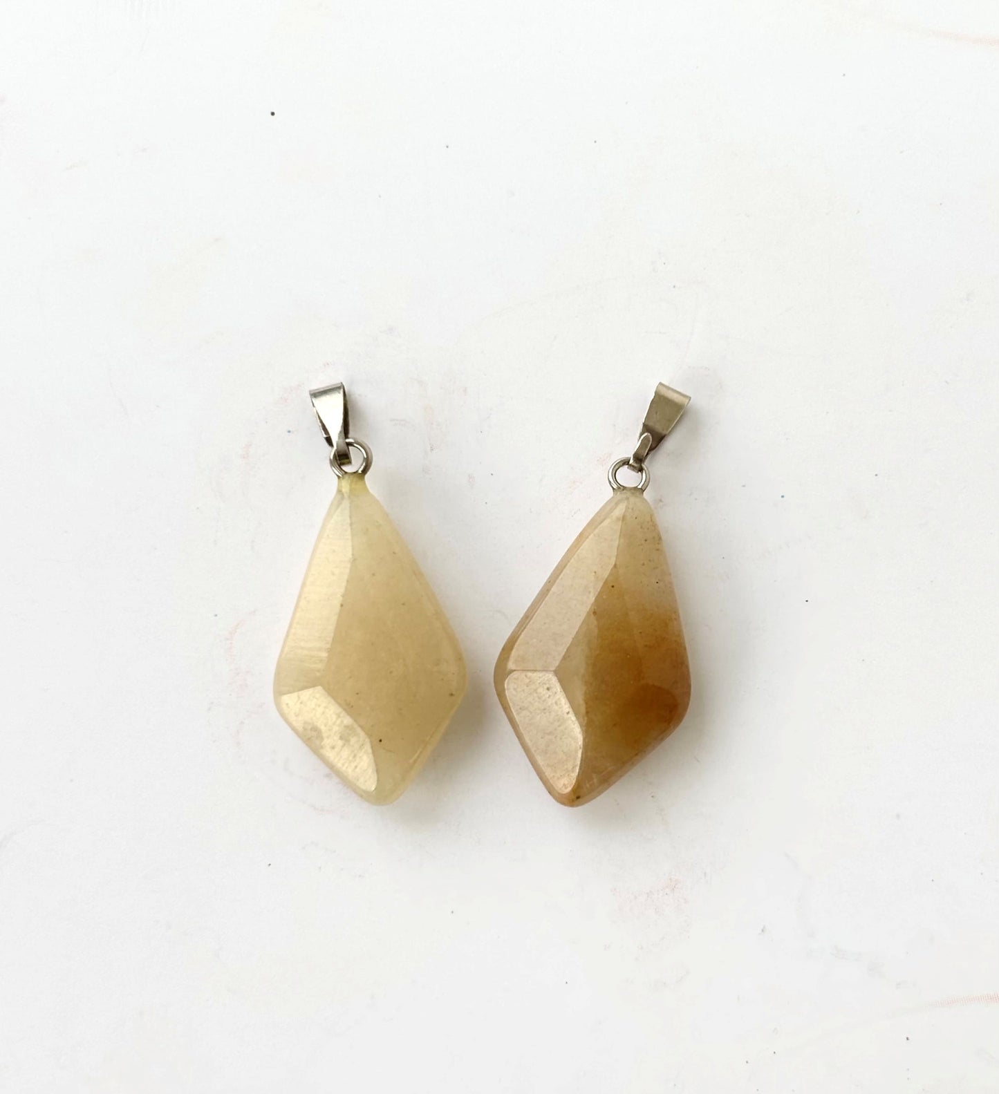 Beige Kite Shaped Faceted Semi-Precious Stone Pendant