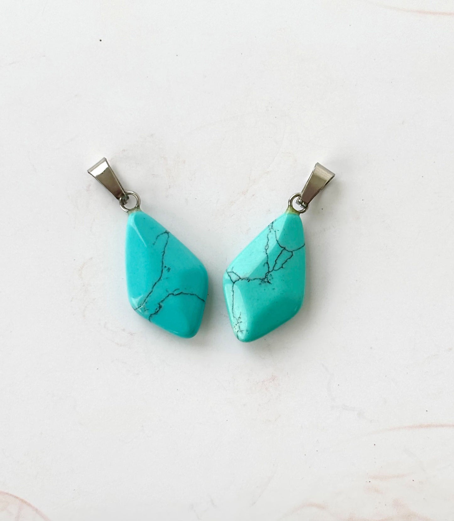 Turquoise Kite Shaped Faceted Semi-Precious Stone Pendant