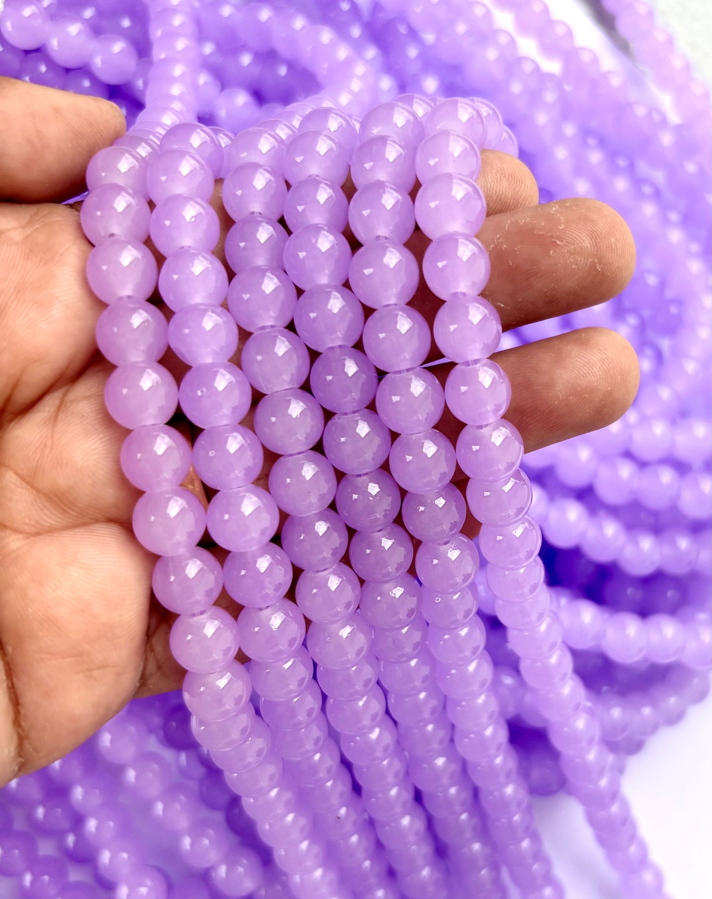 Lavender Purple Smooth Round Beads 8MM