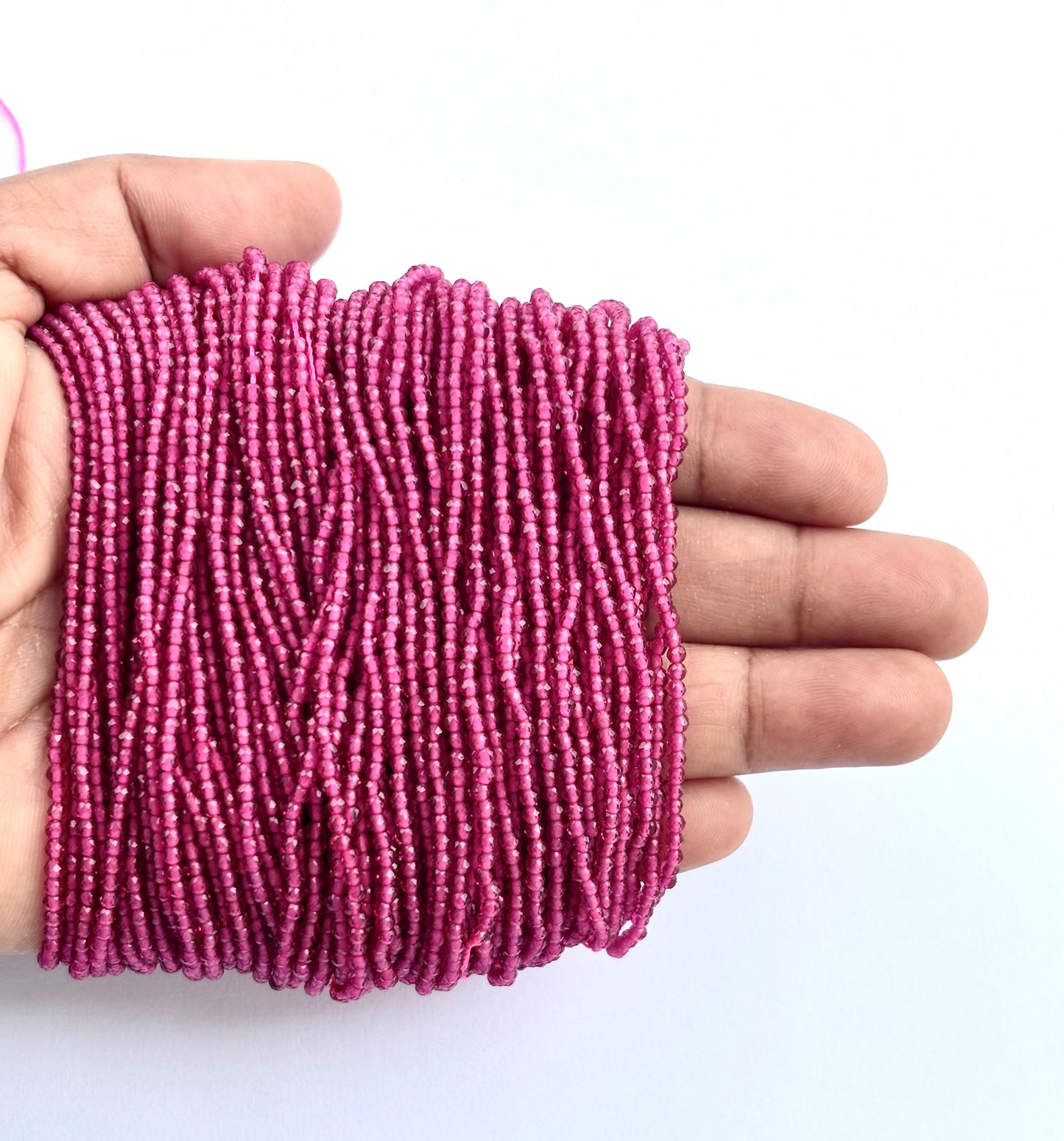 Faceted Pink Hydro Beads - Vibrant Gemstone Strands for Jewelry Making