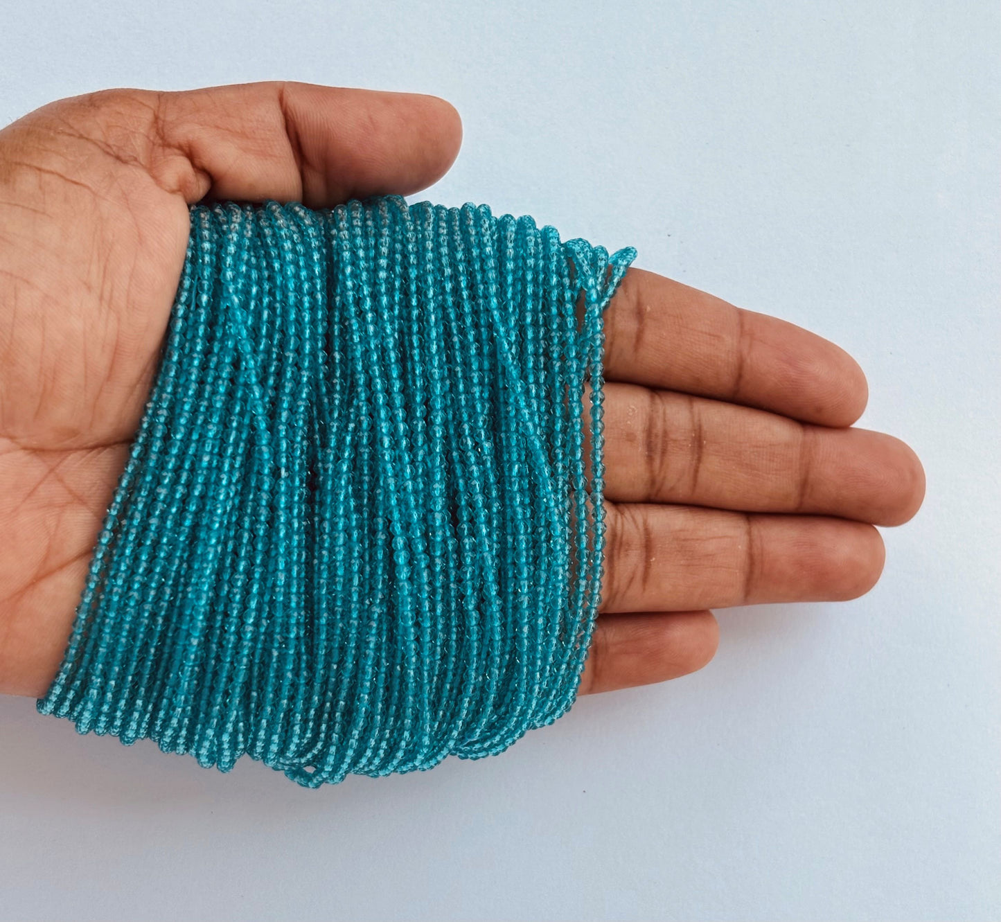 Teal Blue Faceted Hydro Beads - Vibrant Gemstone Strands for Jewelry Making