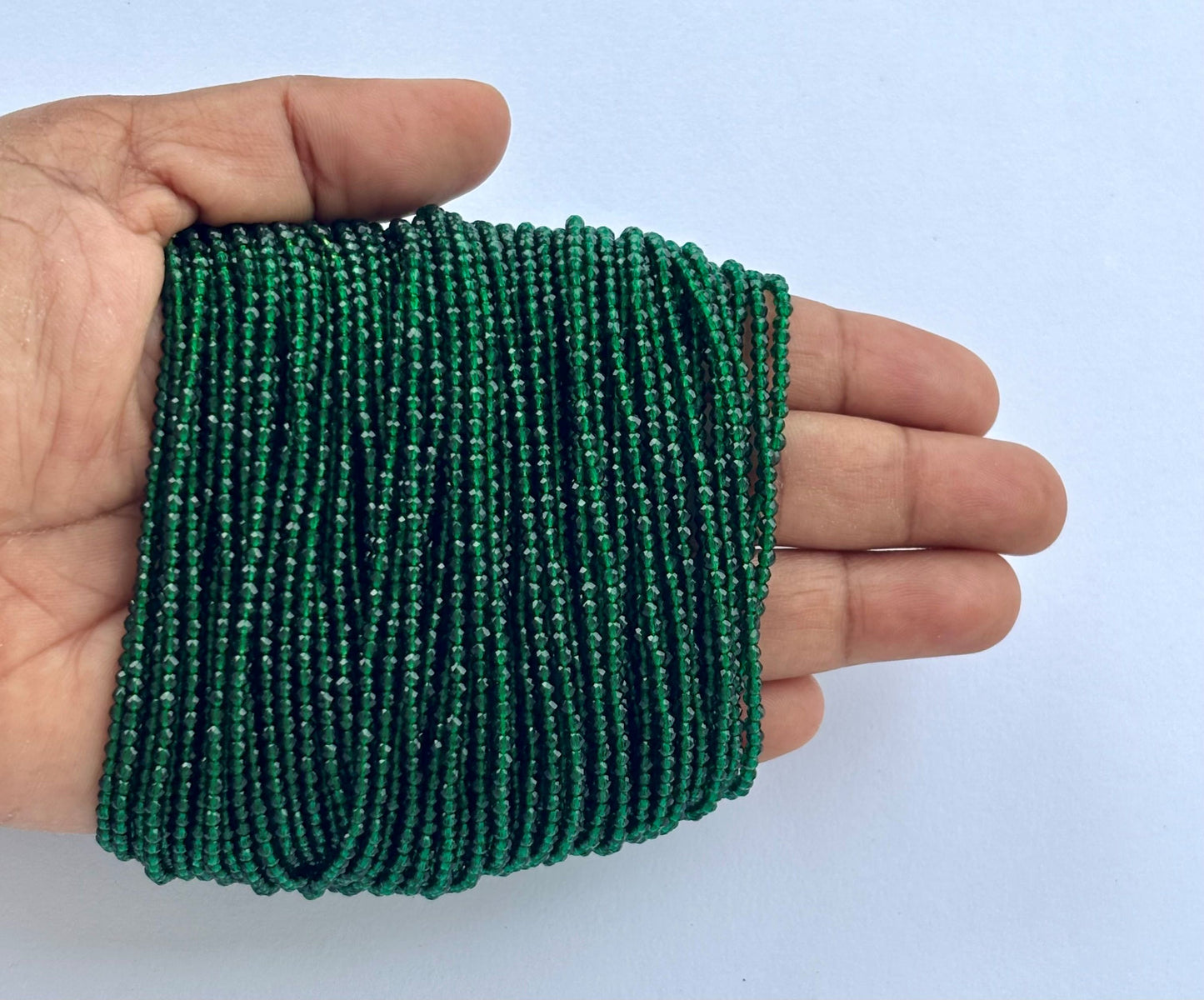 Emerald Green Faceted Hydro Beads - Vibrant Gemstone Strands for Jewelry Making