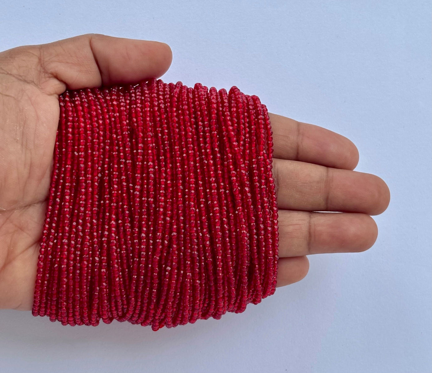 Deep Red Faceted Hydro Beads - Vibrant Gemstone Strands for Jewelry Making
