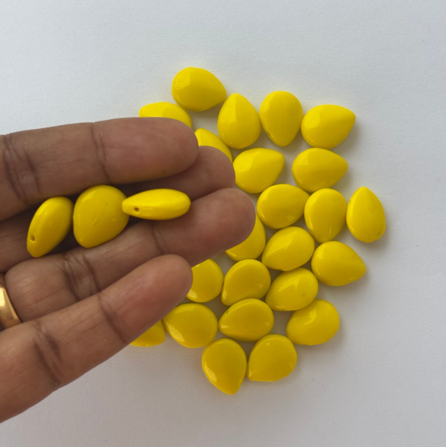 Smooth Teardrop Shaped Yellow Pip Beads