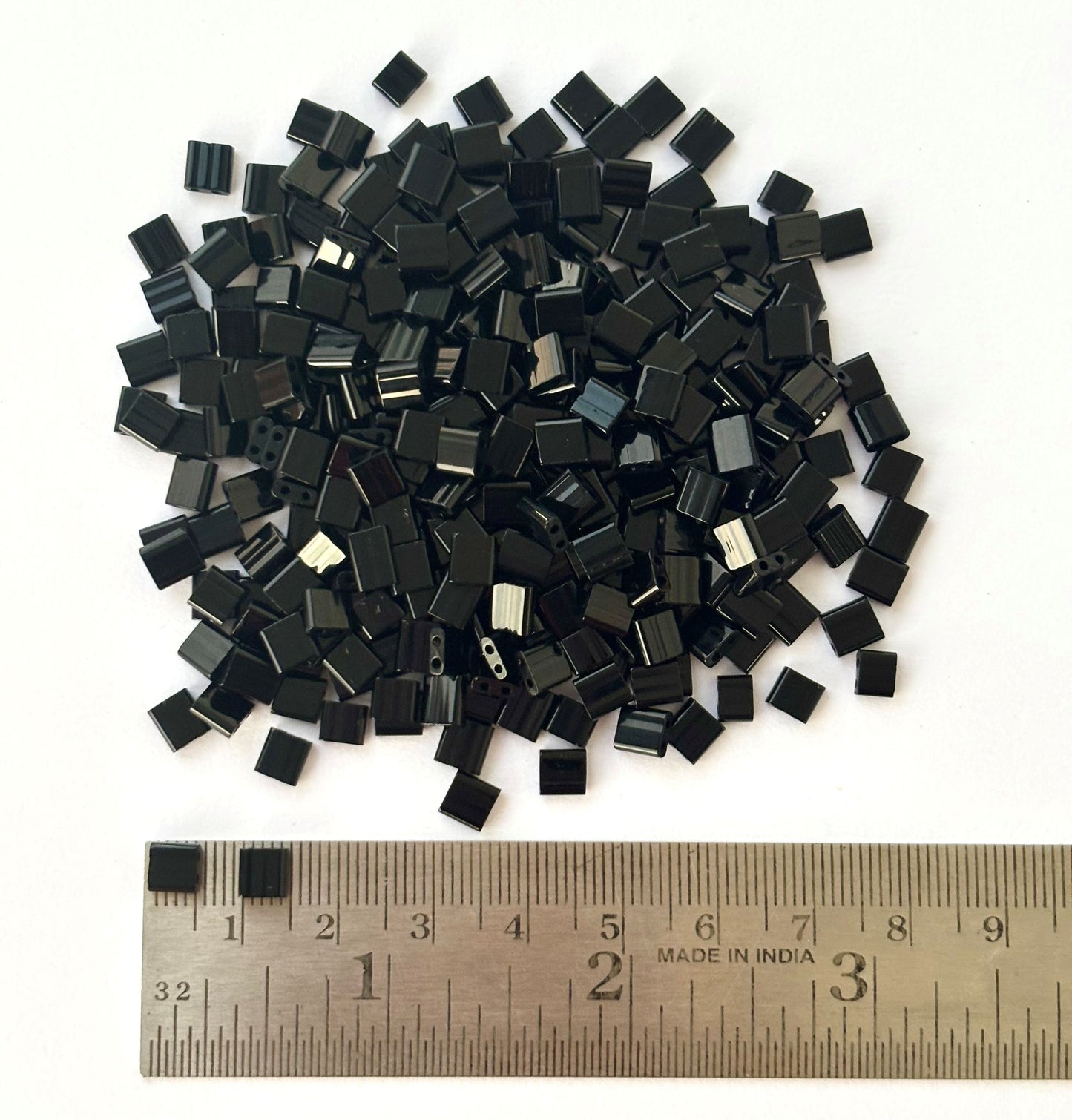 Black Tila Beads - Two-Hole Square Beads for Jewelry