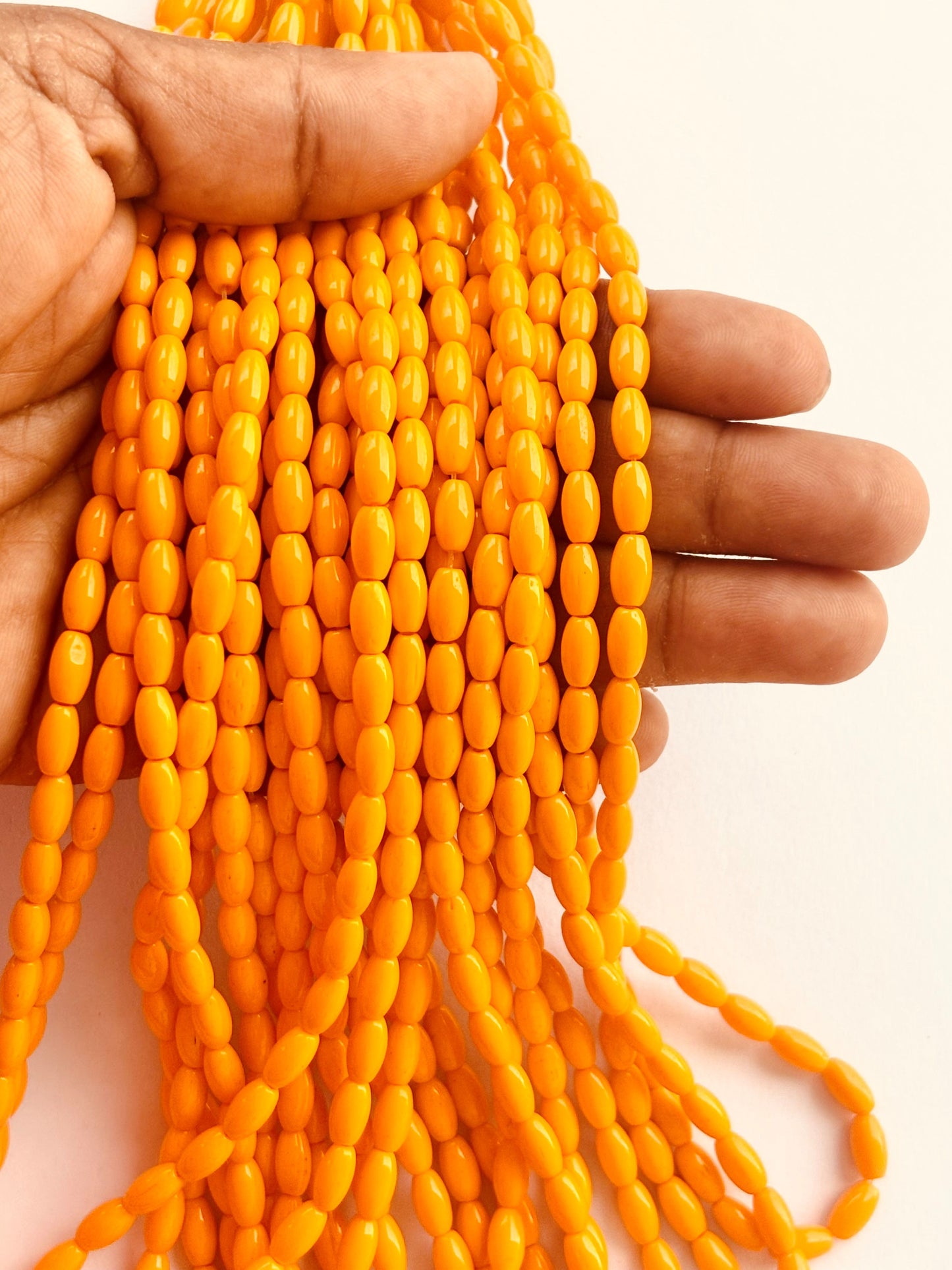 Smooth High Shine Monalisa Orange Oval Beads