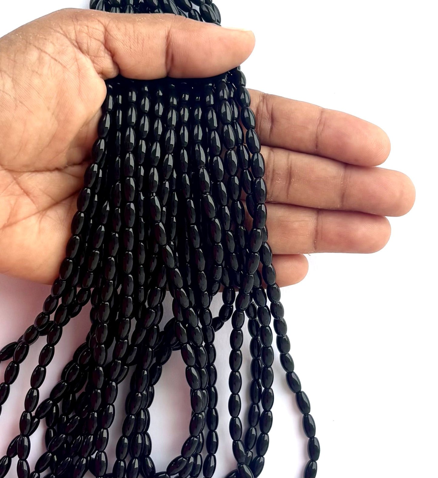 Smooth High Shine Monalisa Black Oval Beads