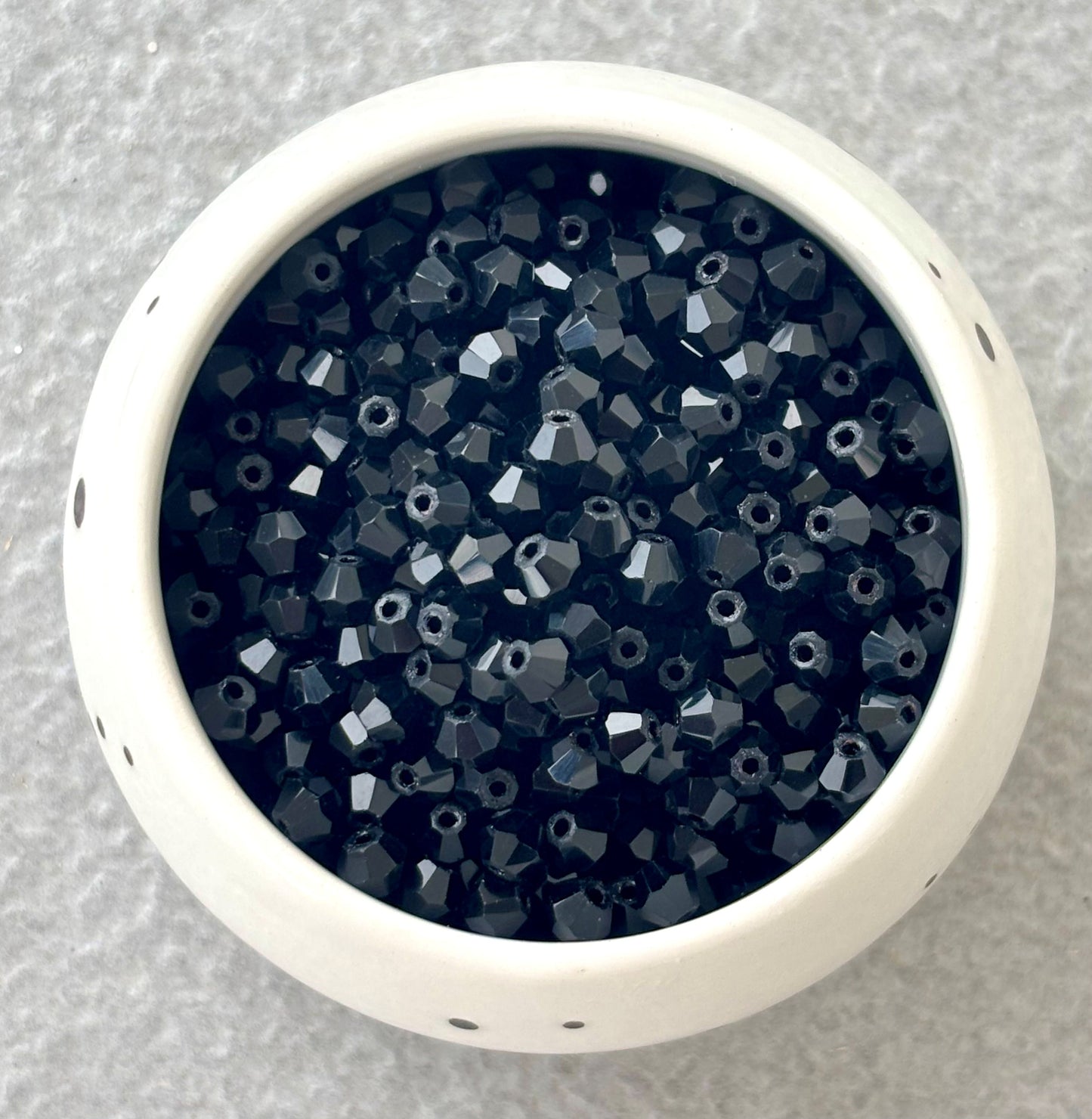 Glass Bicone Beads Pitch Black 4MM