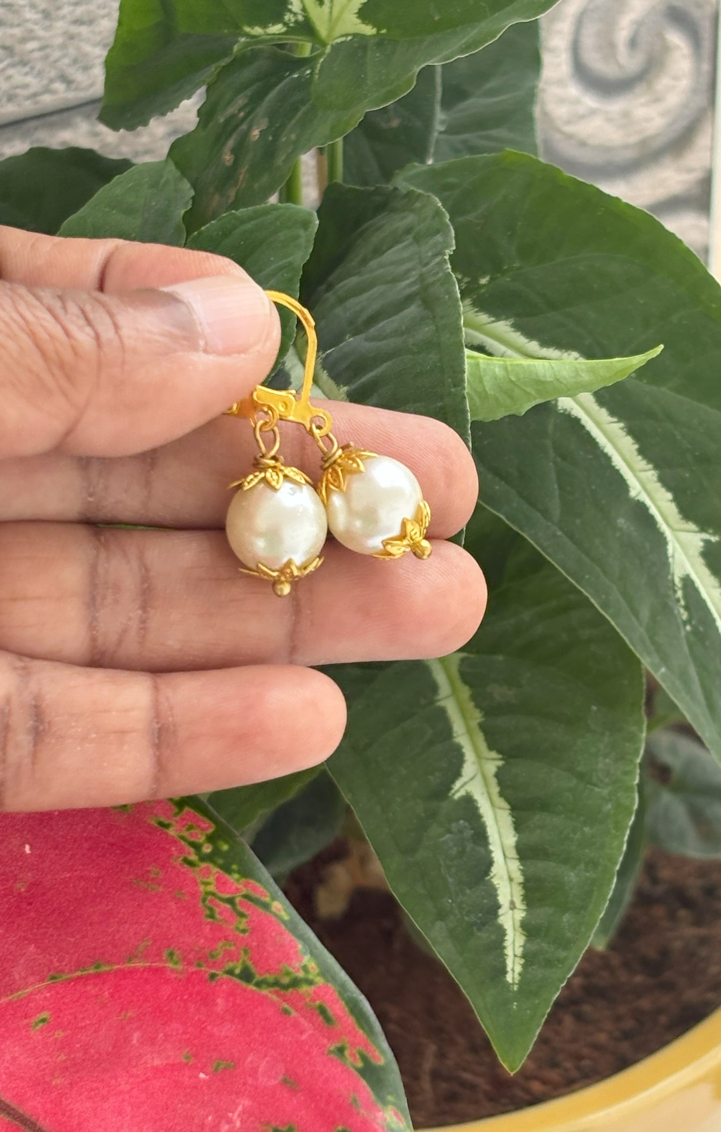 Handmade Classic Pearl and Gold Drop Earrings