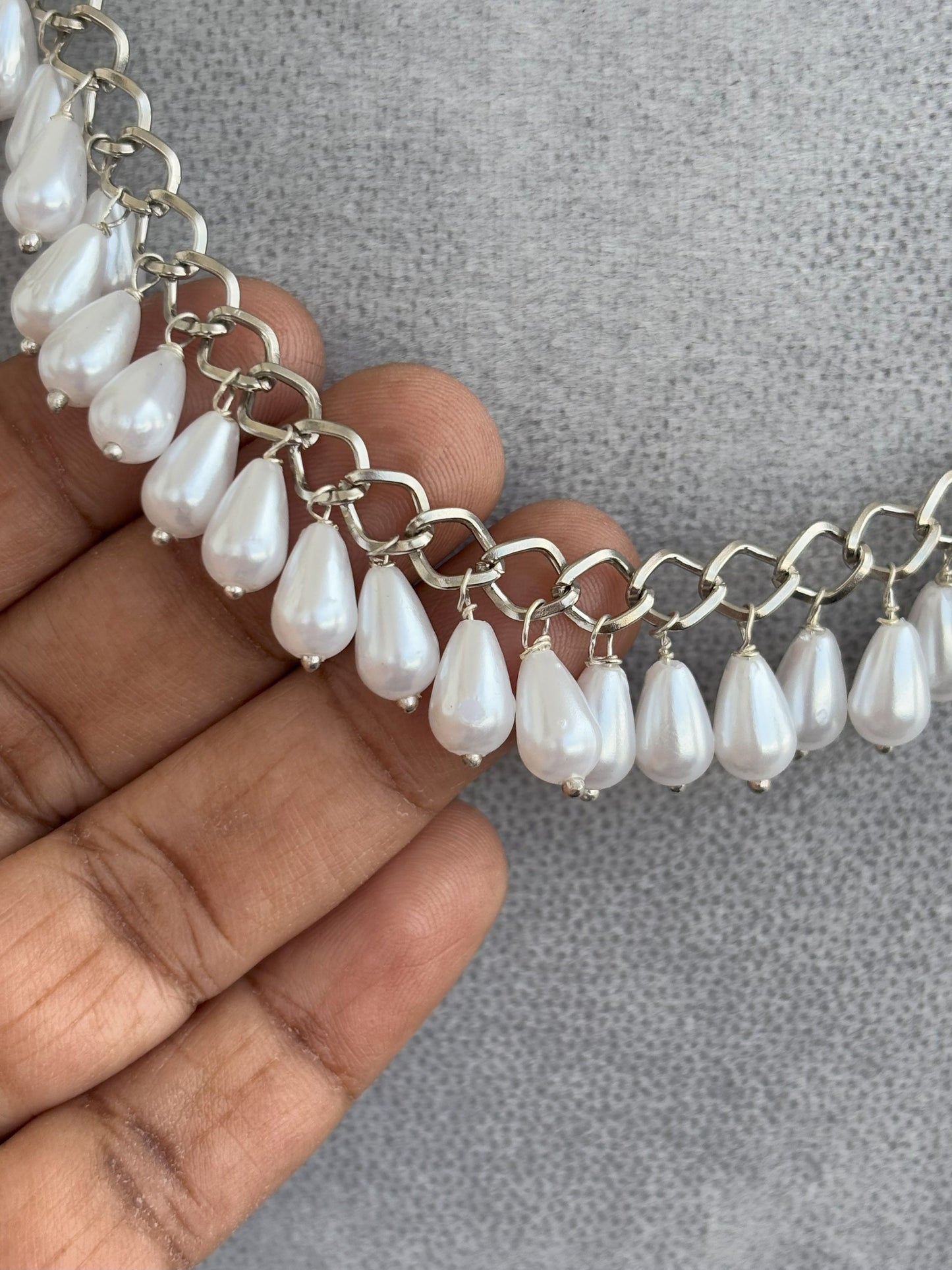 Handmade White Drop Pearl Necklace