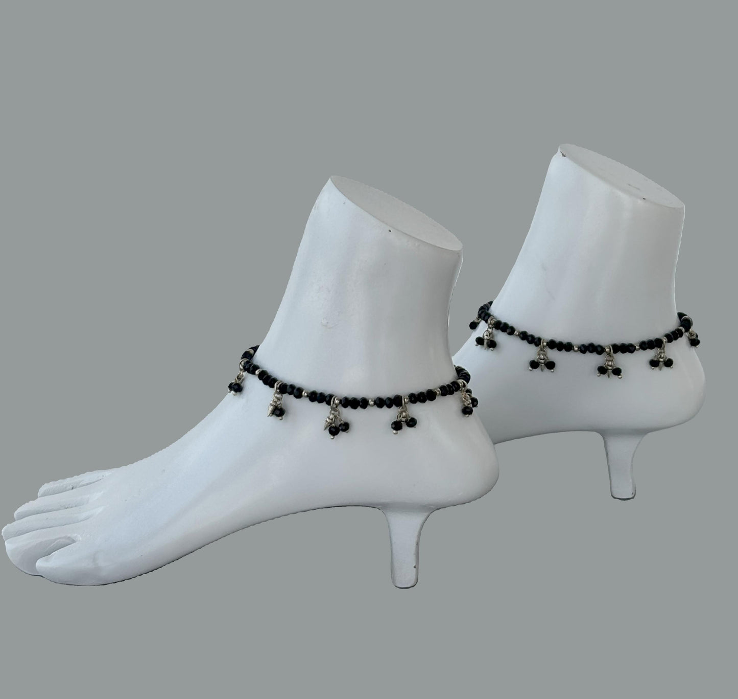 Black Crystal Anklets