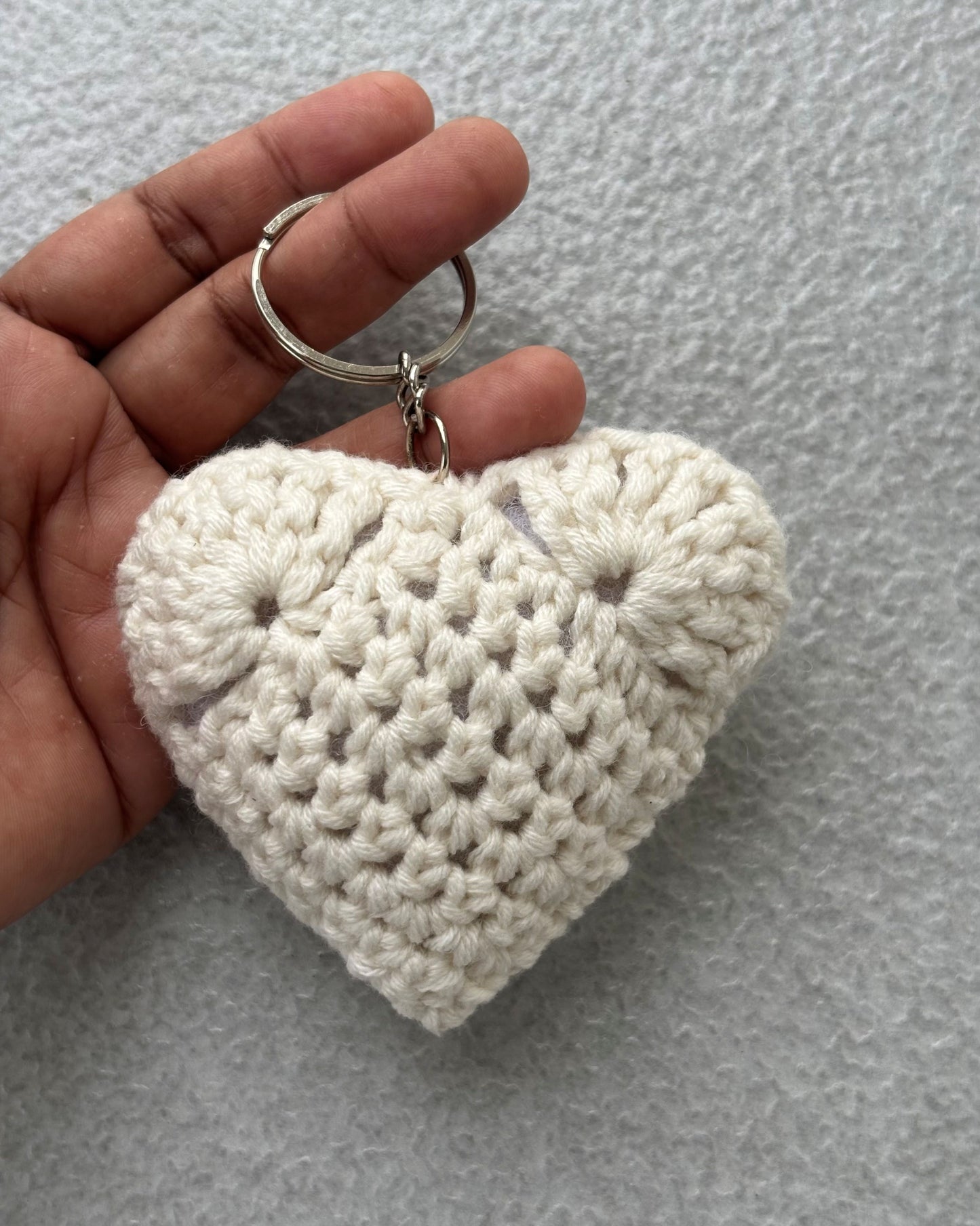 Handmade Cream Heart Keychain