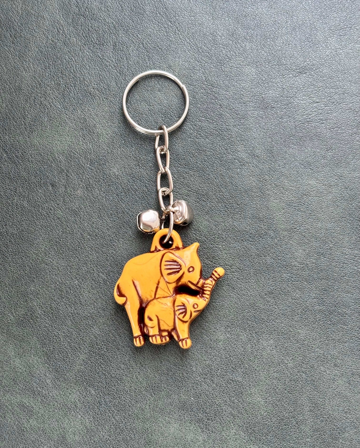 Lucky Elephant Metal Keychain with Bell