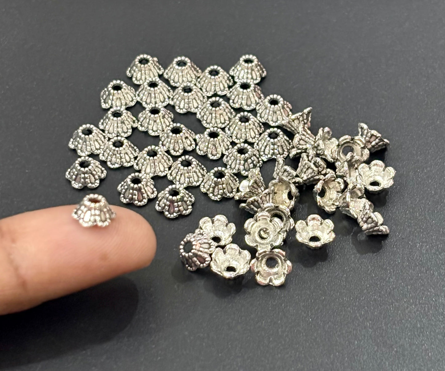 Fluted Flower Bead Caps