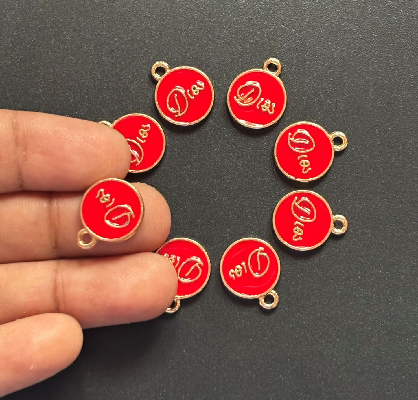 Four Pieces Enamelled Charms - Red Dior-Inspired Charms