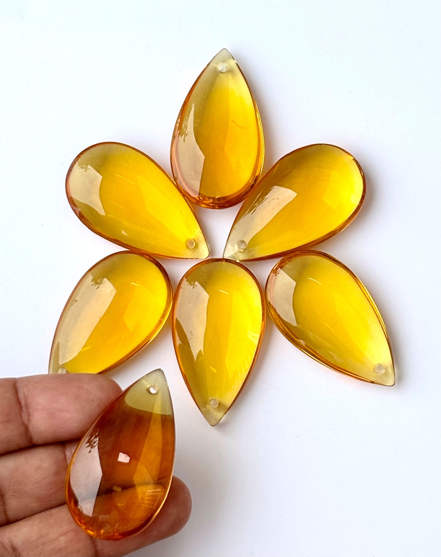 Golden Amber Teardrop Glass Beads