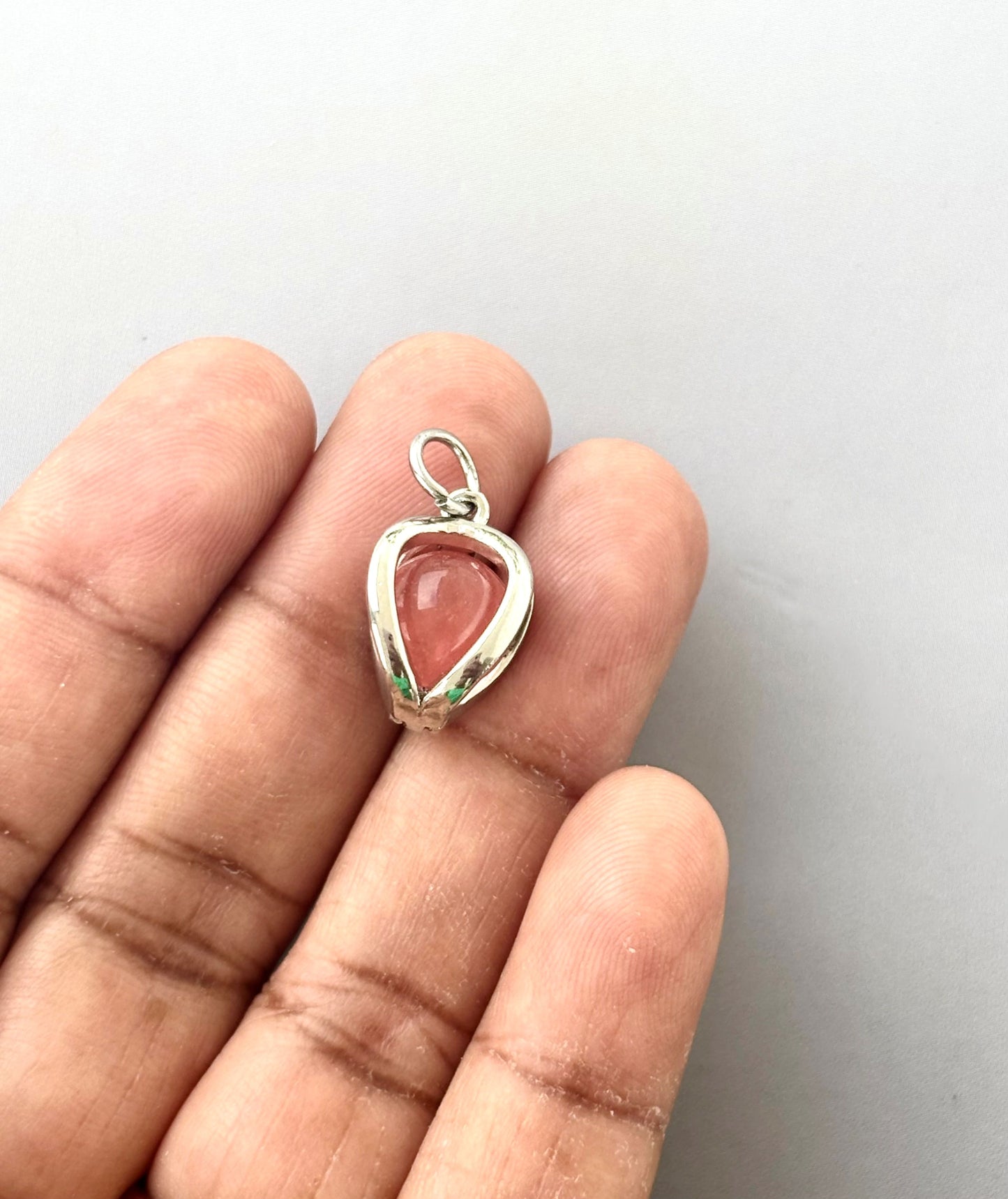 Tiny Blush Pink Teardrop Pendant