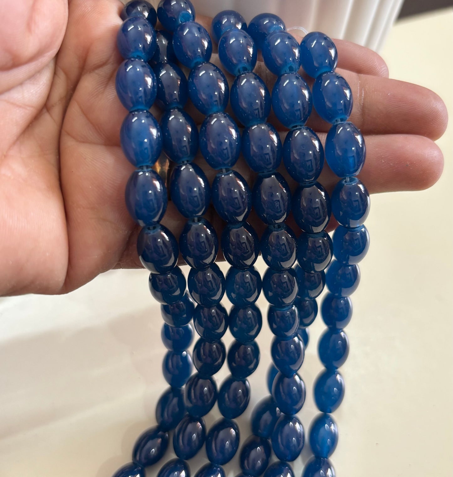 Oval Midnight Blue Glass Beads