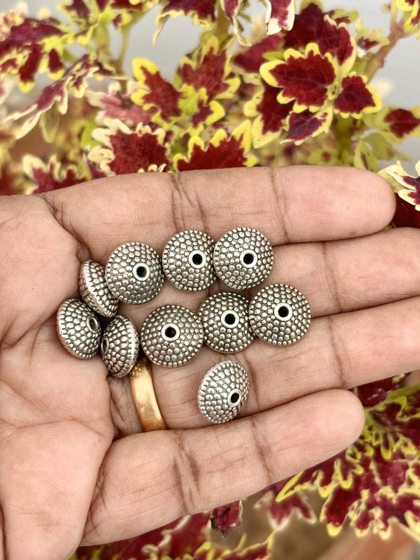 Antique Silver Beads With Floral Details