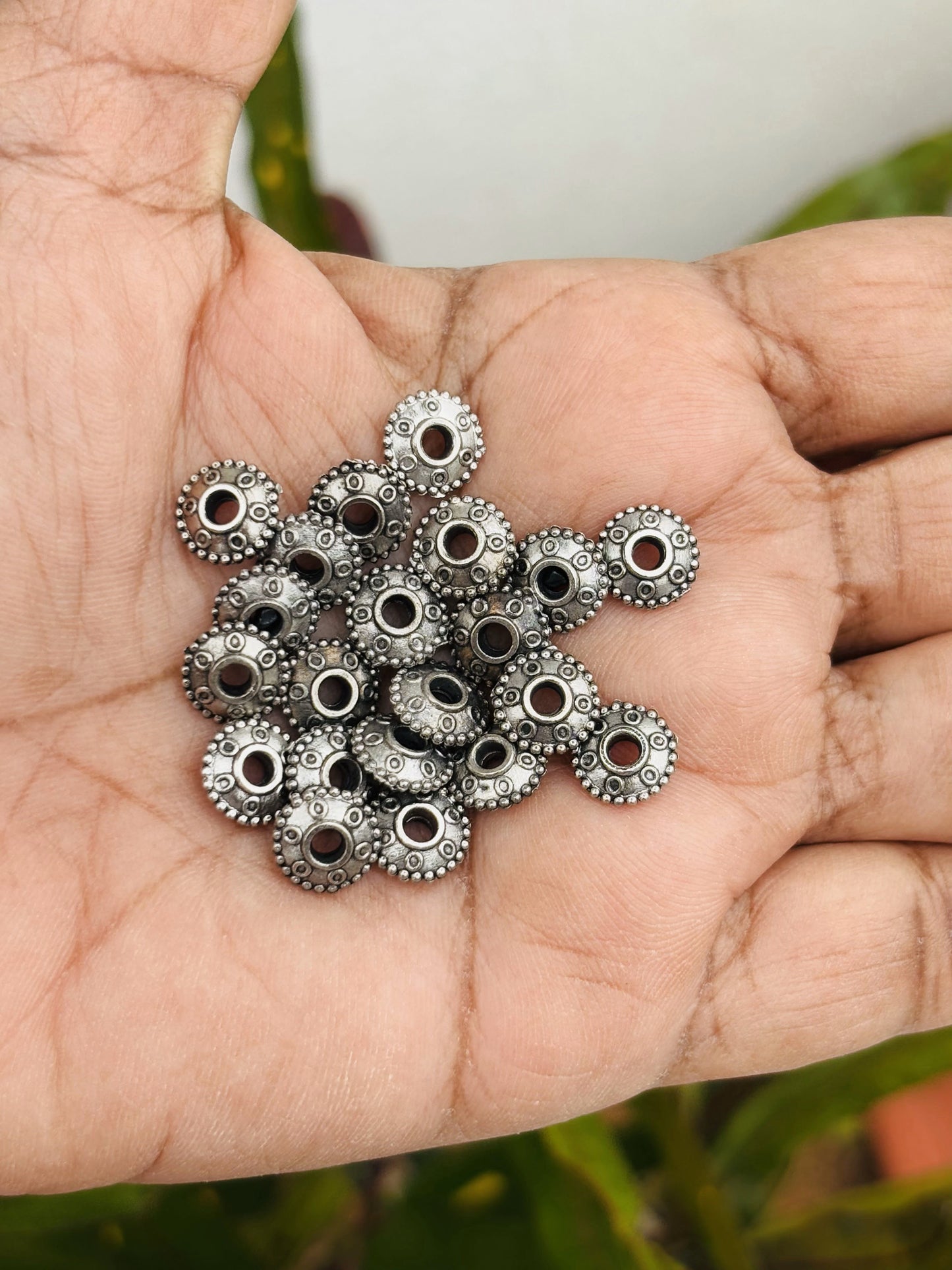 Flat Disc Bicone Metal Beads
