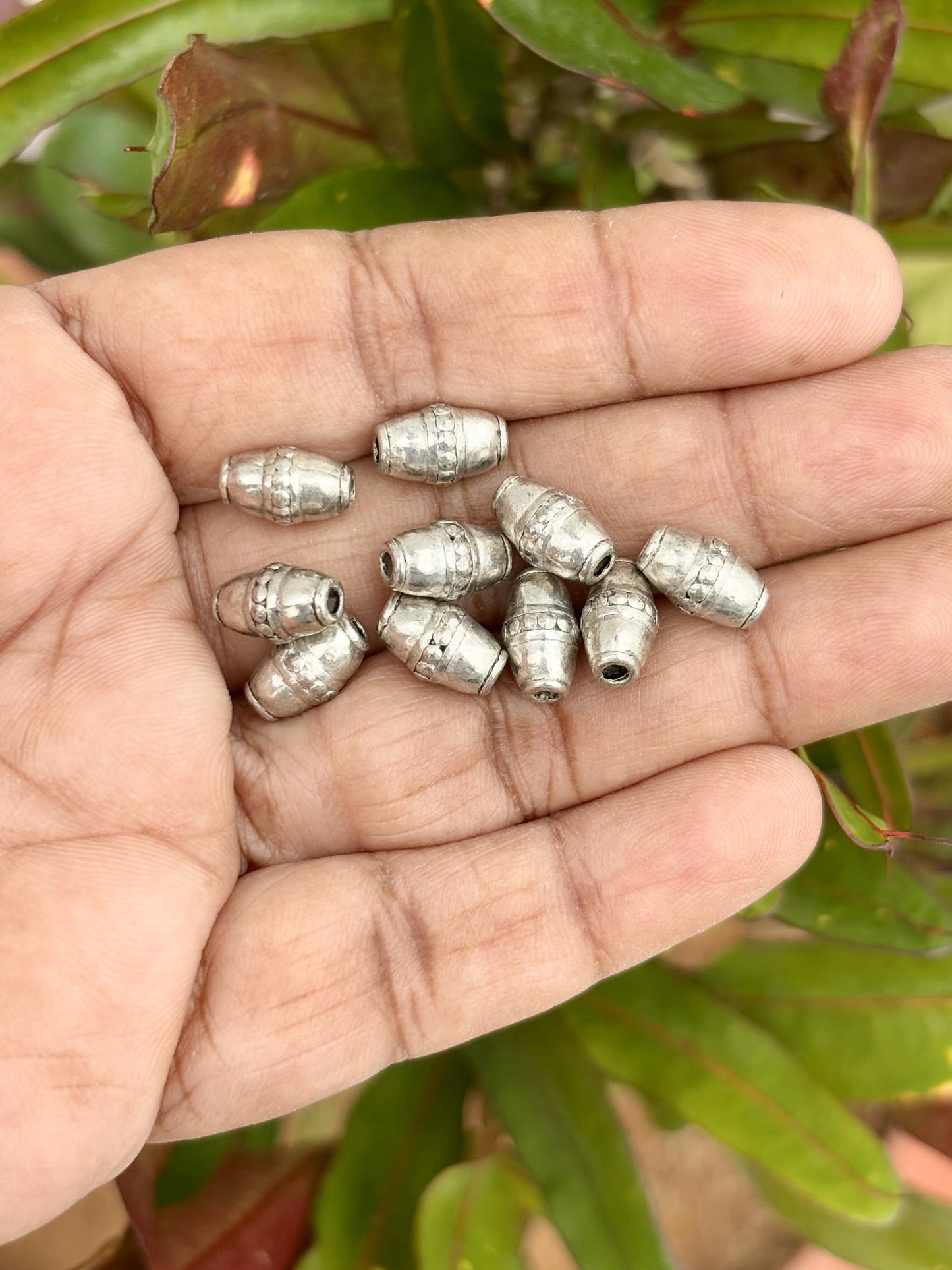 Conical Shape And Intricate Floral Detail Metal Beads