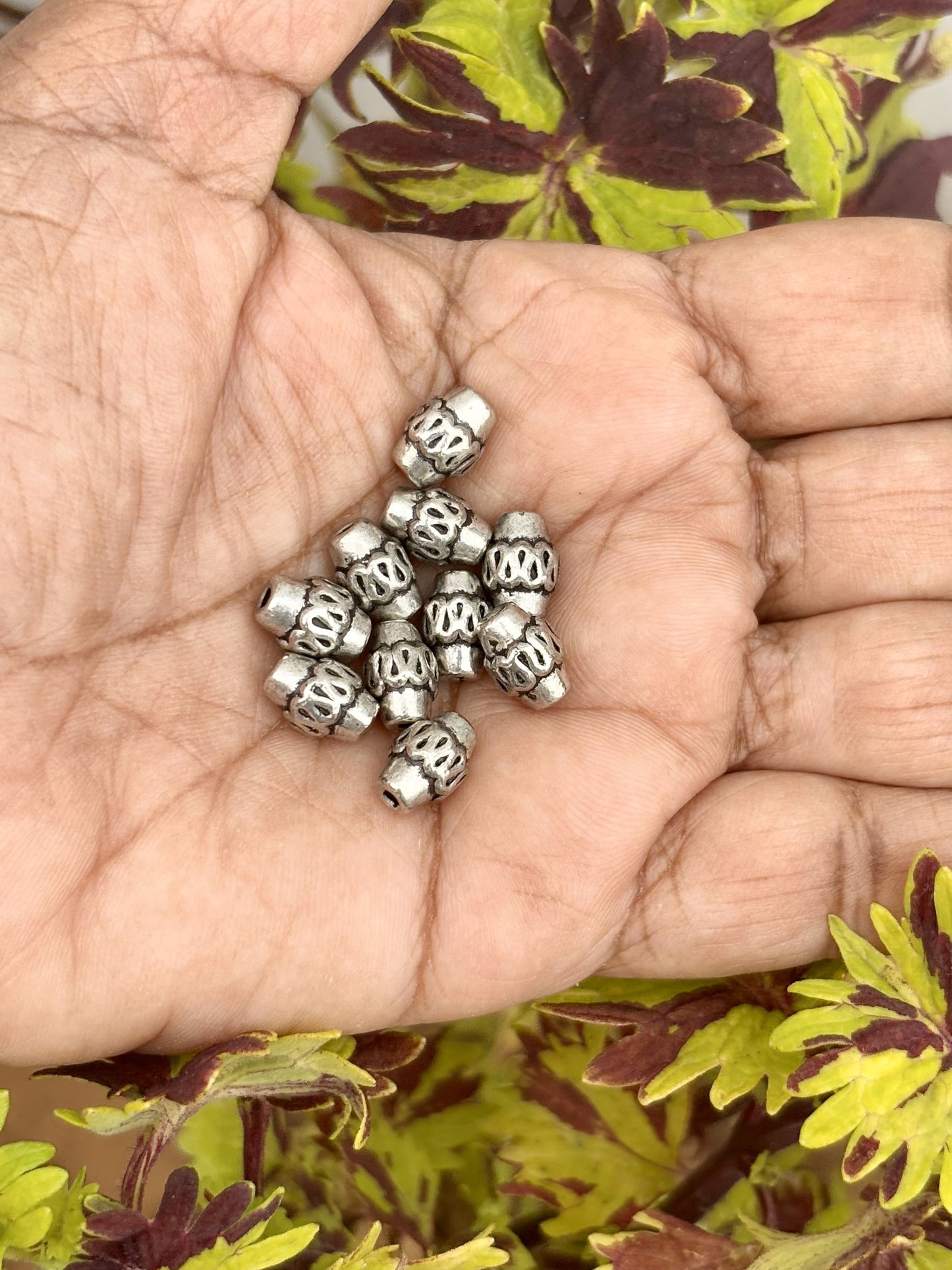 Cylindrical Silver Metal Beads