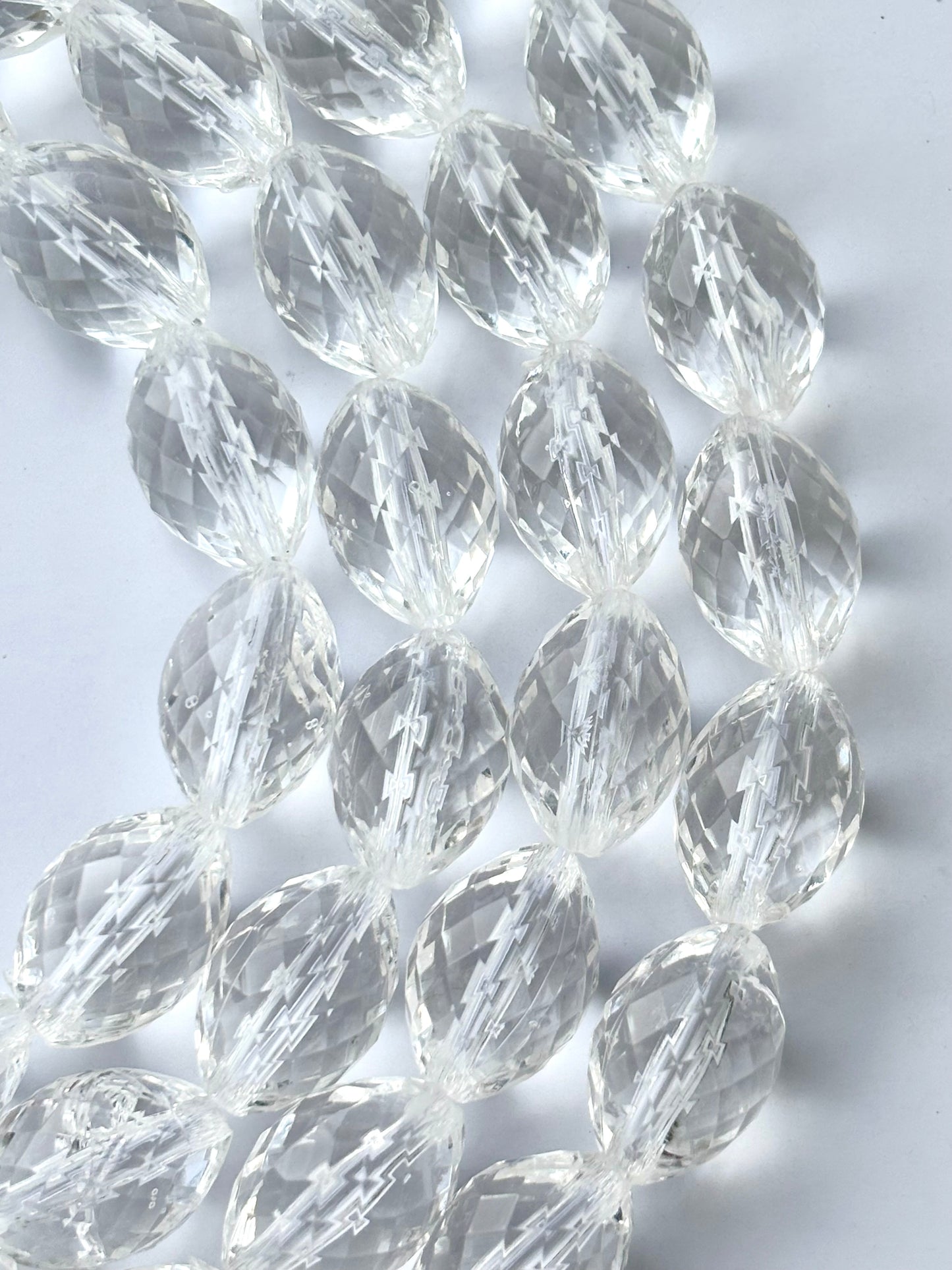 Clear Oval Faceted Acrylic Beads - Crystal Cut Jewelry Beads