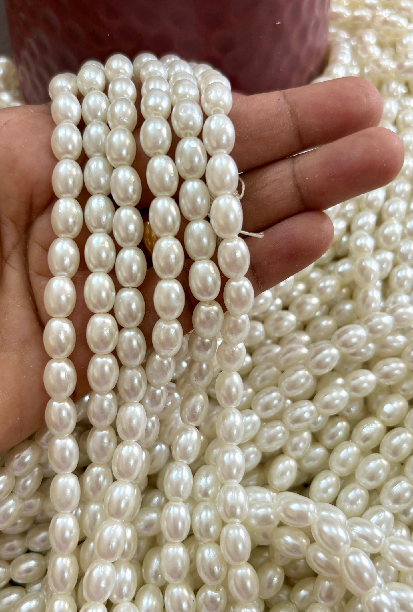 Small Oval Shaped Pearl Beads