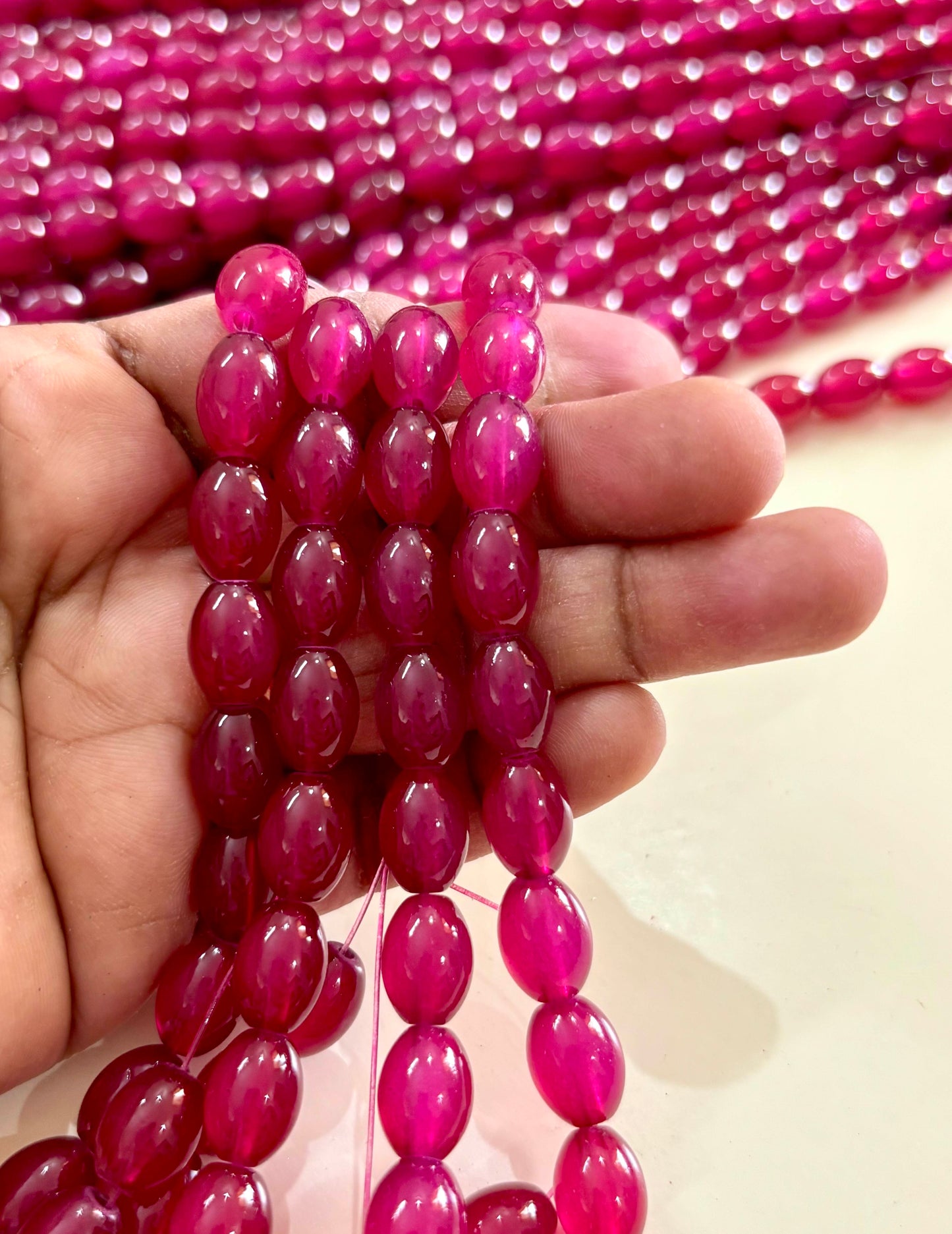 Oval Purple Glass Beads