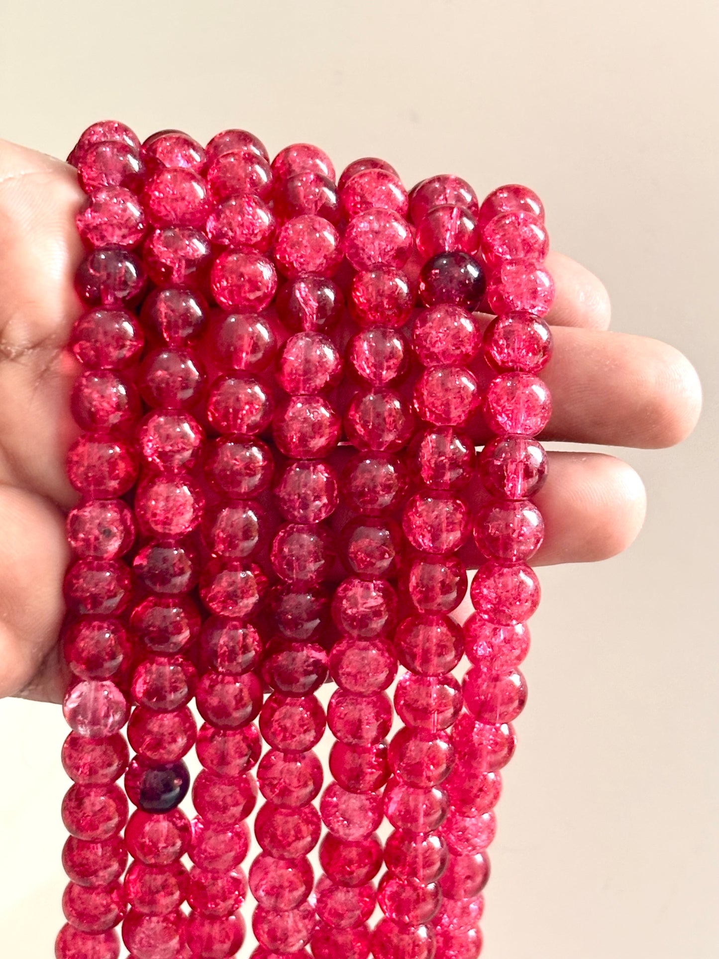 Ruby Red Crackle Beads 8MM