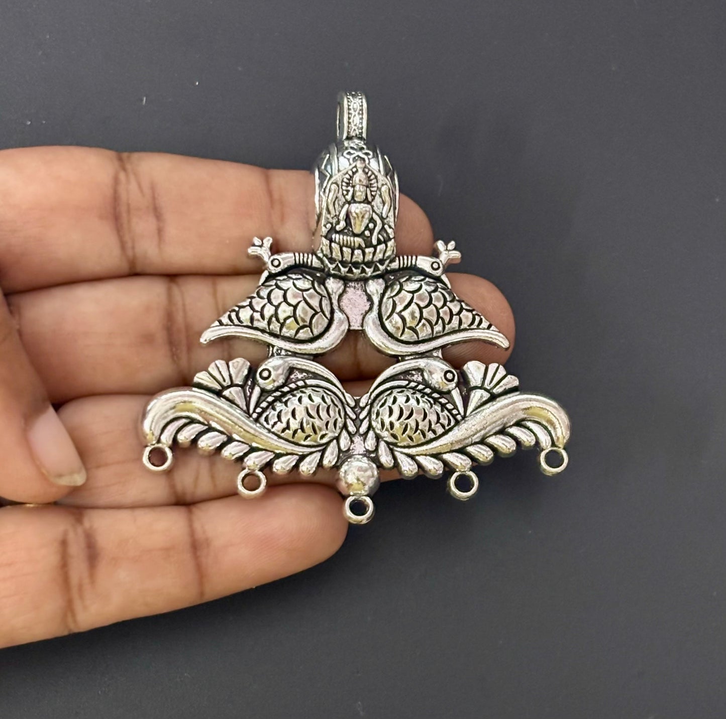 Royal Peacock Oxidized Pendant