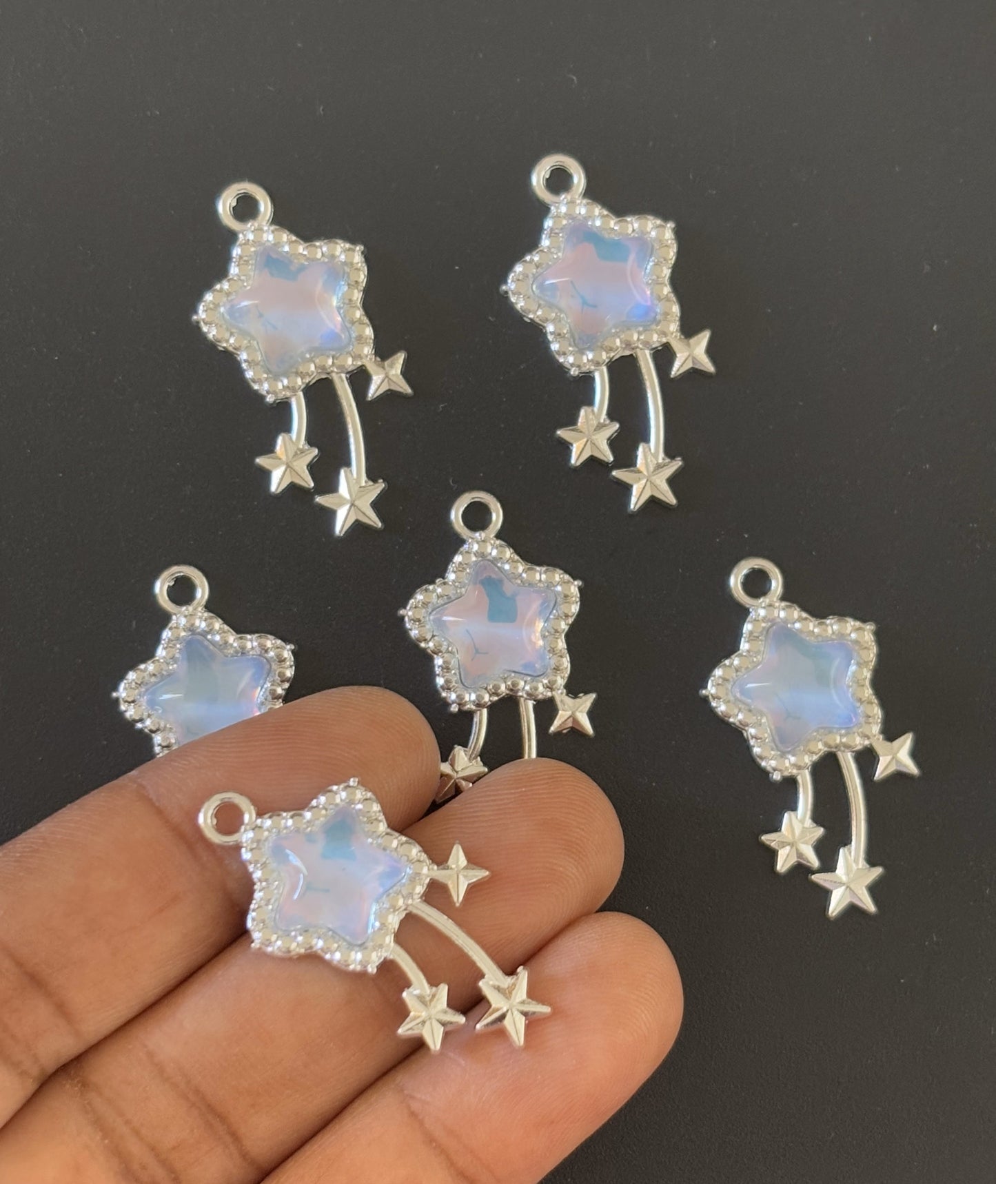 Two Pieces Shooting Star Charm Iridescent Blue