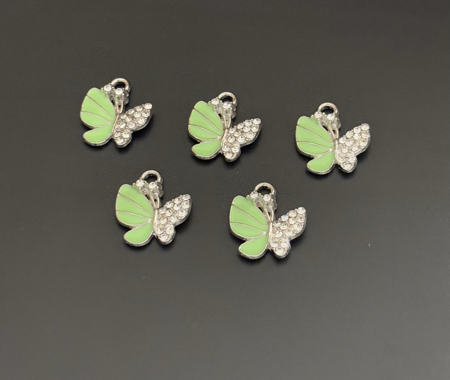 Two Pieces Green Butterfly Charms