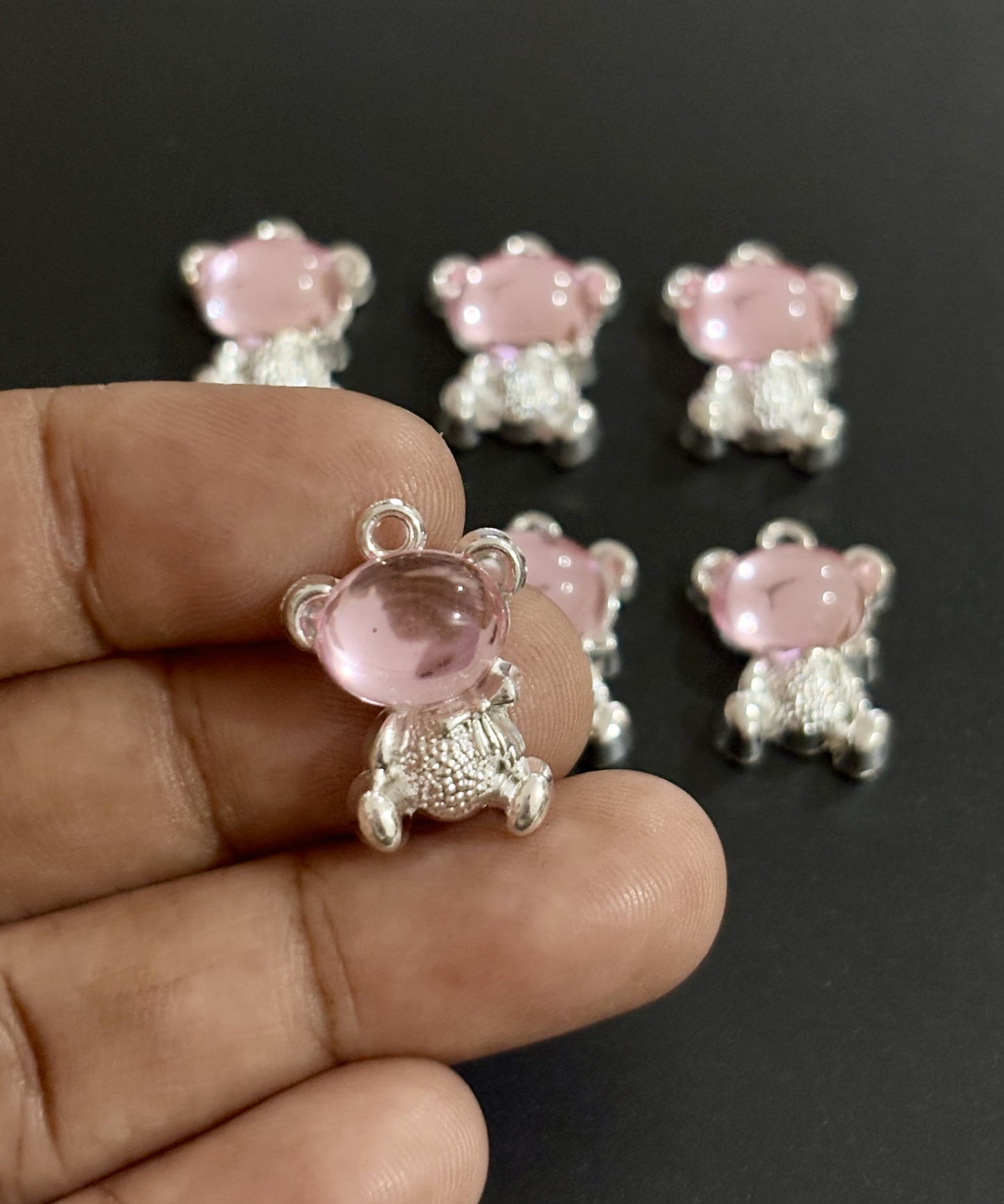 Two Pieces Pink Teddy Bear Charms