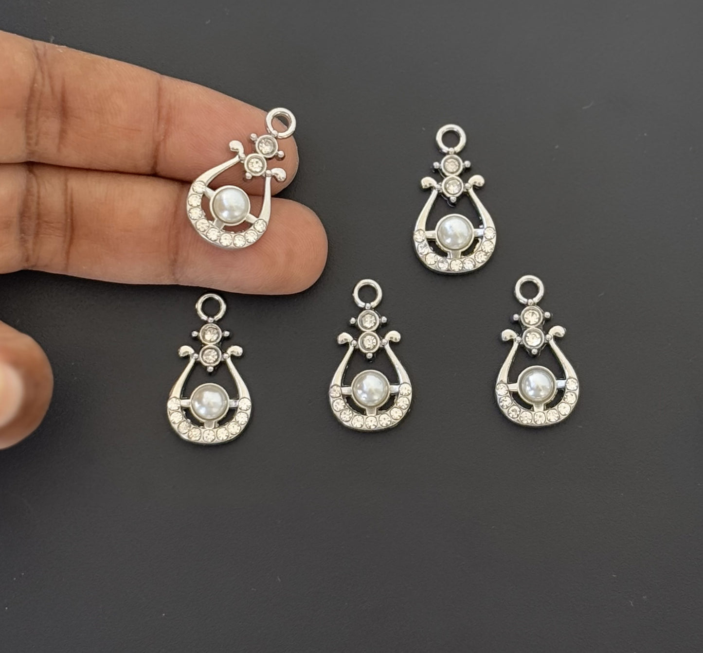 Two Pieces Vintage Silver Pearl Charms