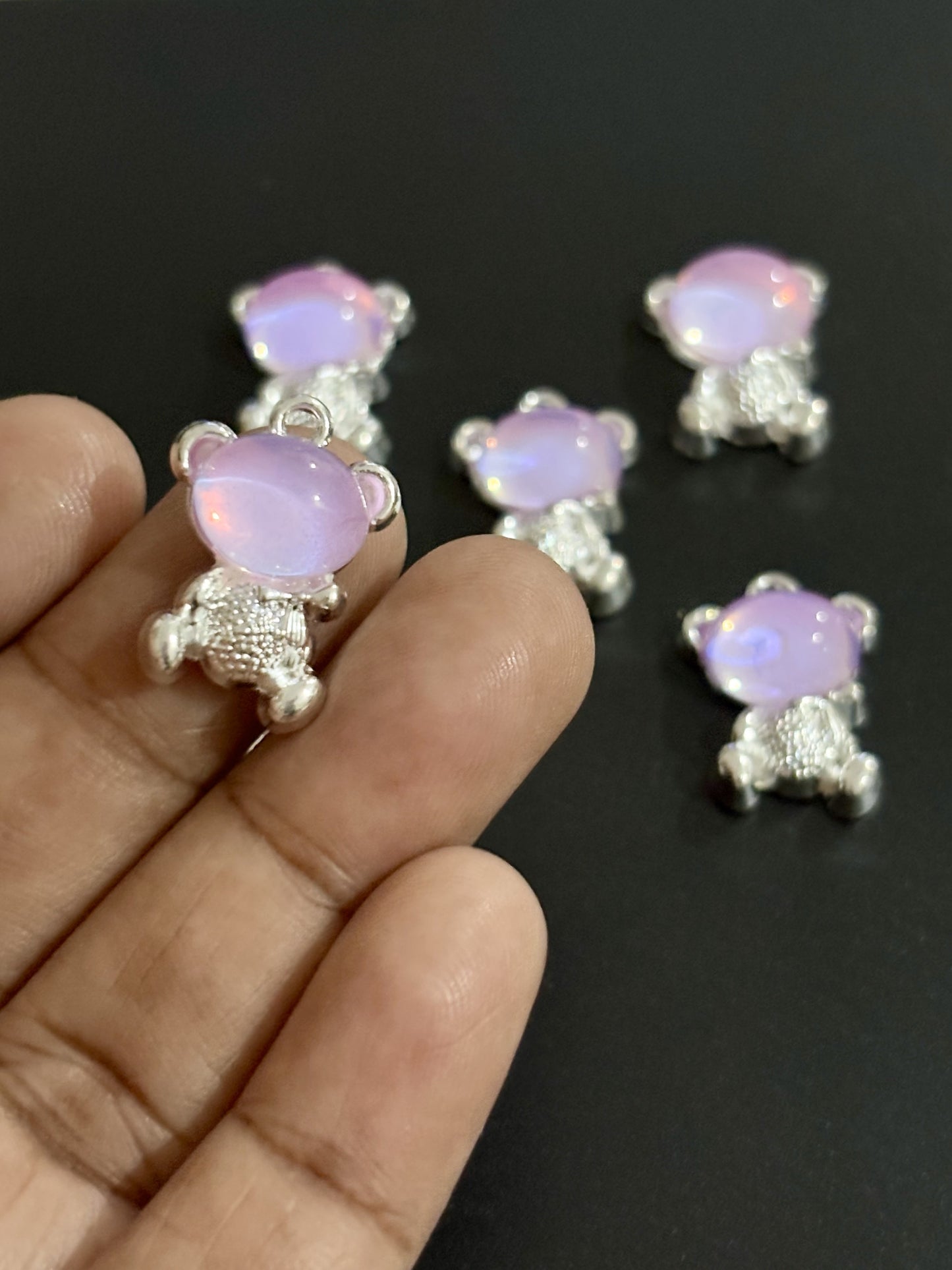 Two Pieces Lavender Teddy Bear Charms