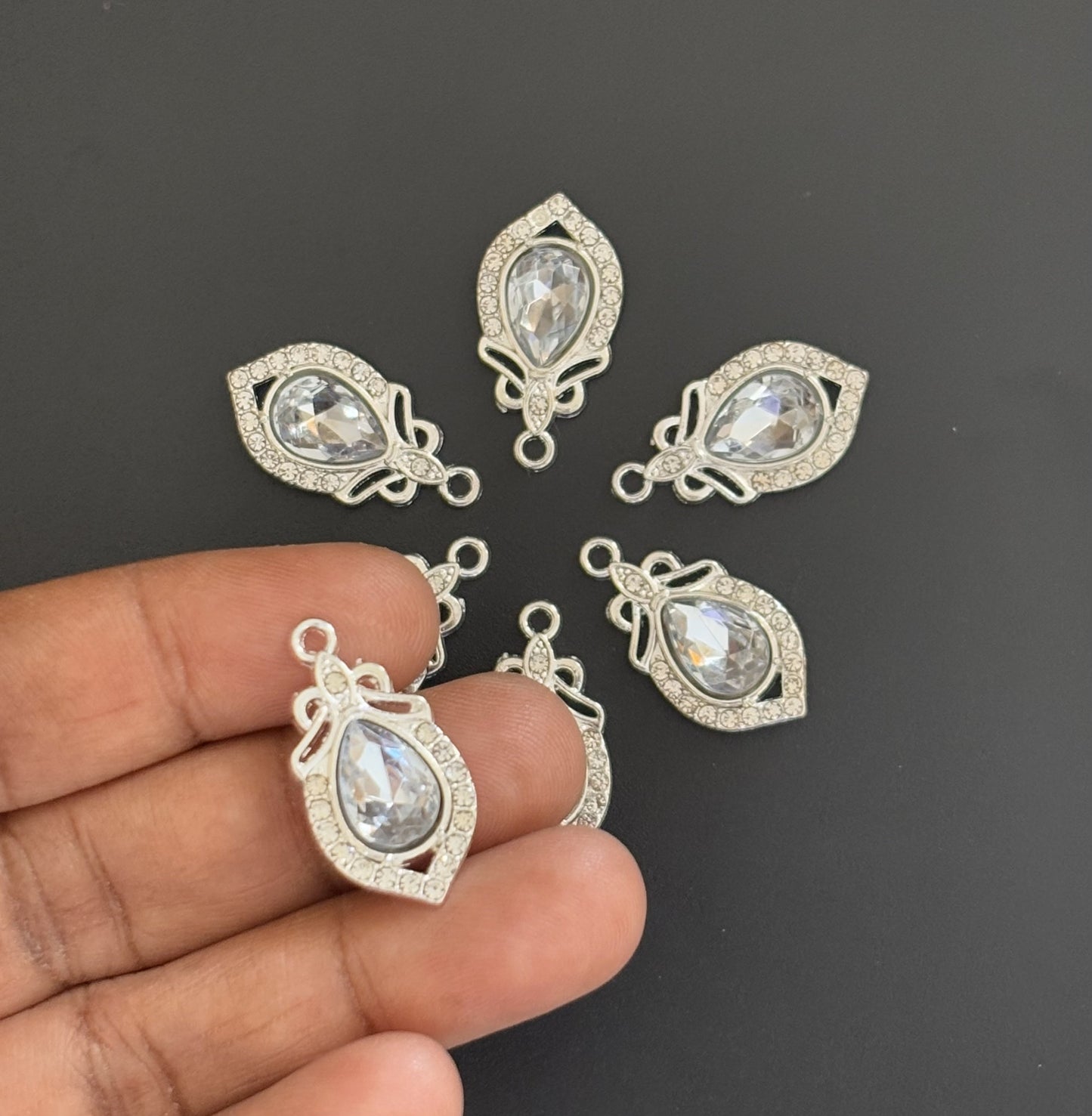 Two Pieces Teardrop Crystal Charms