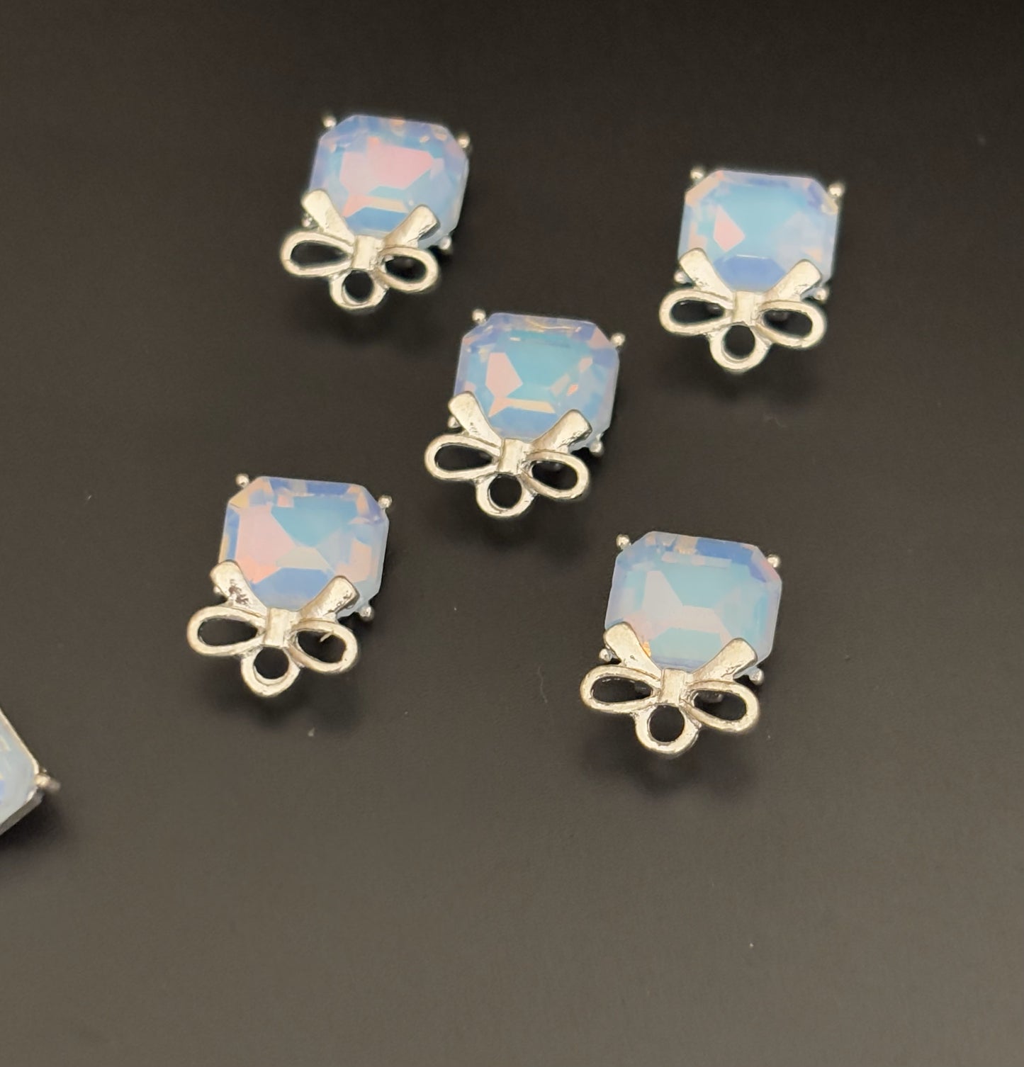 Two Pieces Blue Gem Bow Charms